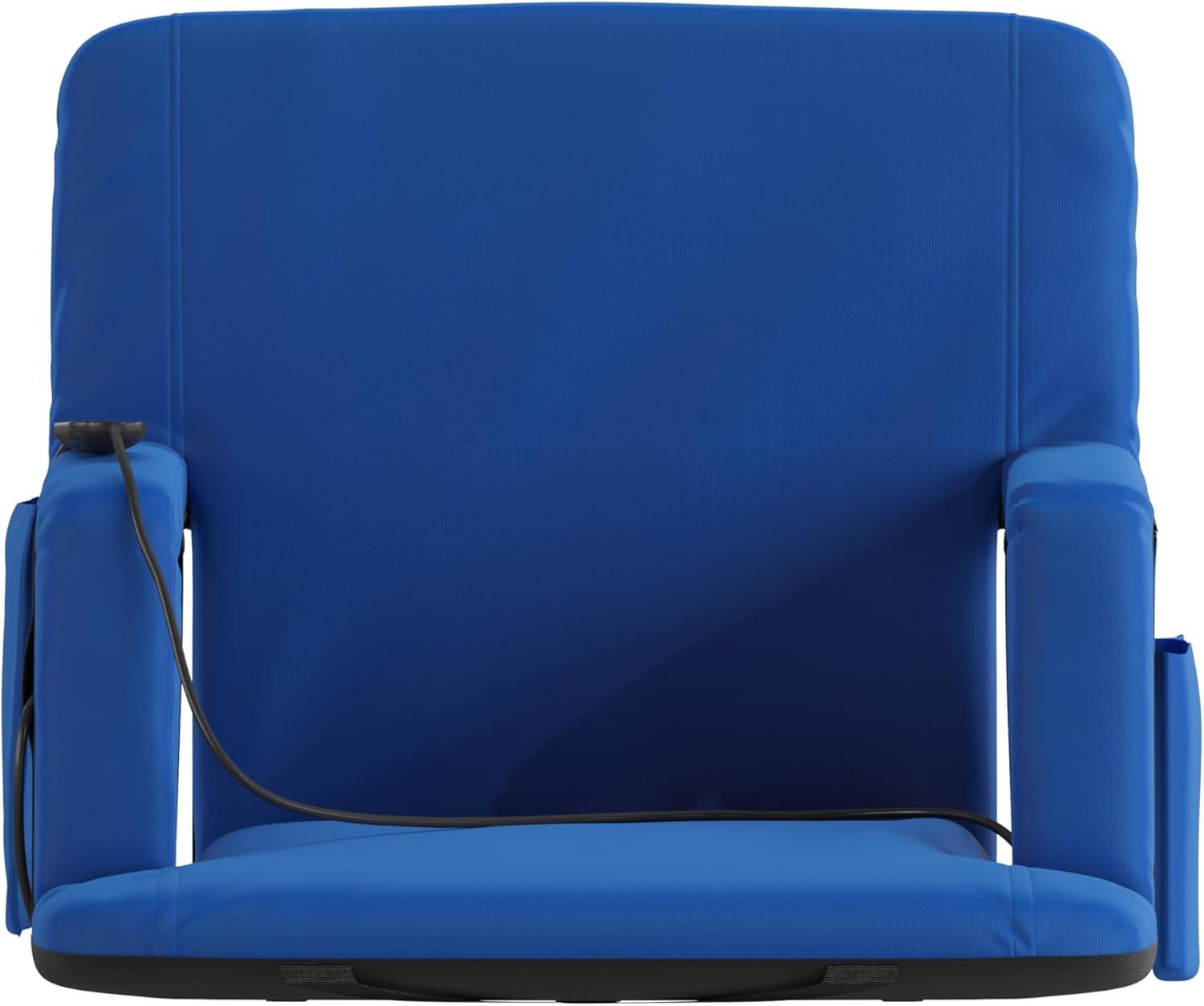 Flash Furniture Foldable Reclining Stadium Chair with Backpack Straps and Heated Seat - Blue
