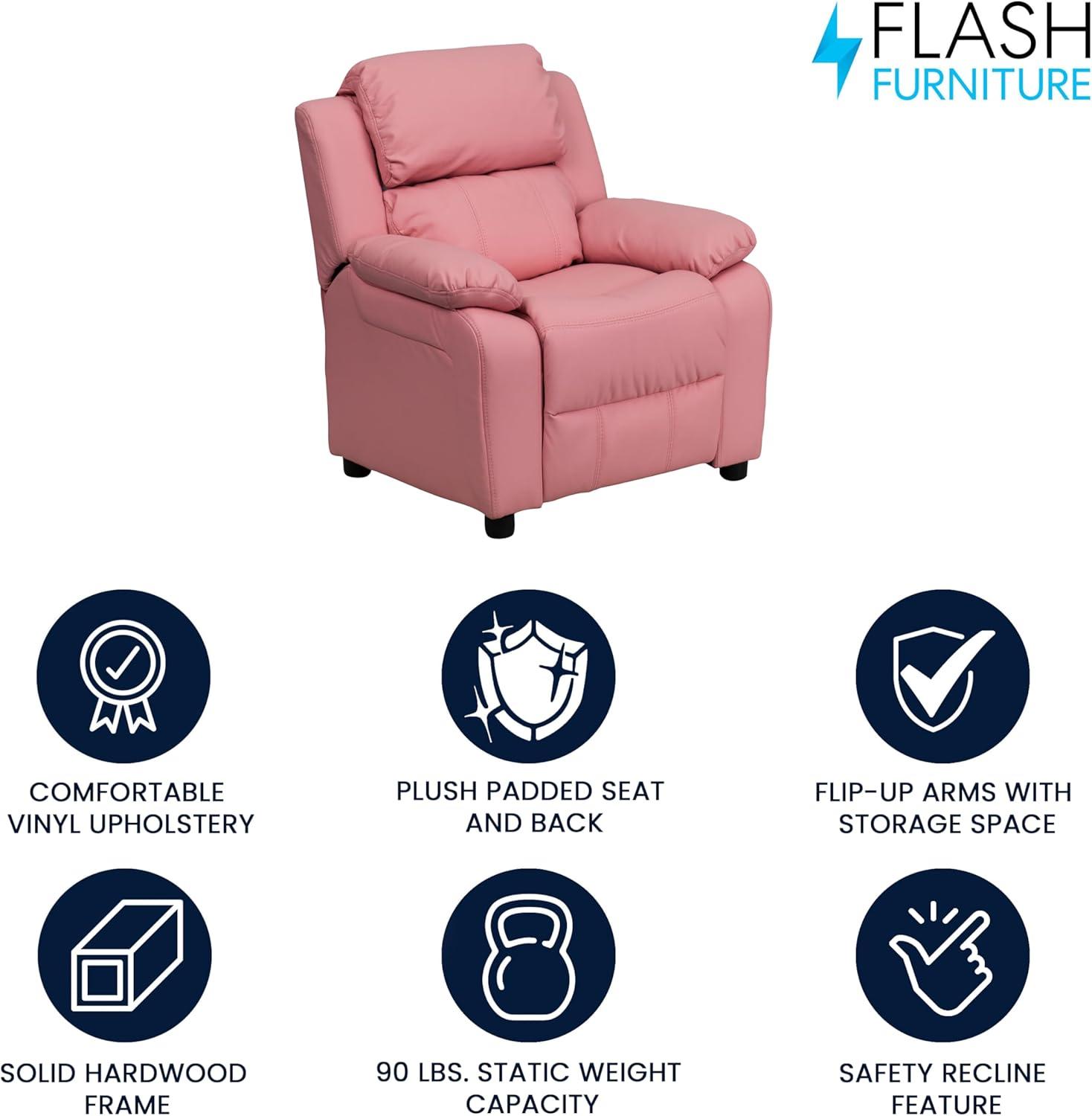 Flash Furniture Deluxe Padded Contemporary Kids Recliner with Storage Arms