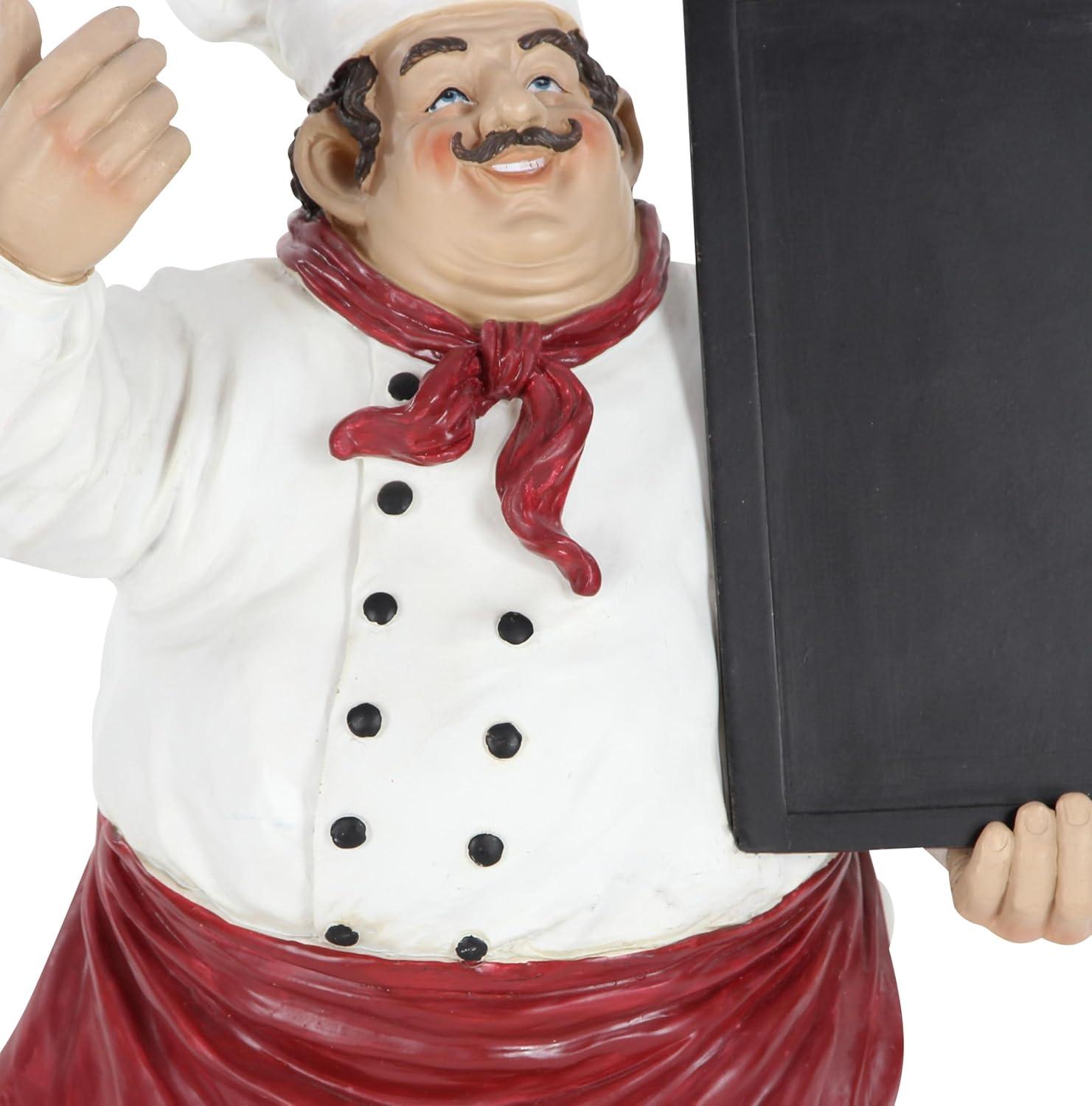 15" x 19" Multi Colored Polystone Chef Sculpture with Chalkboard, by DecMode