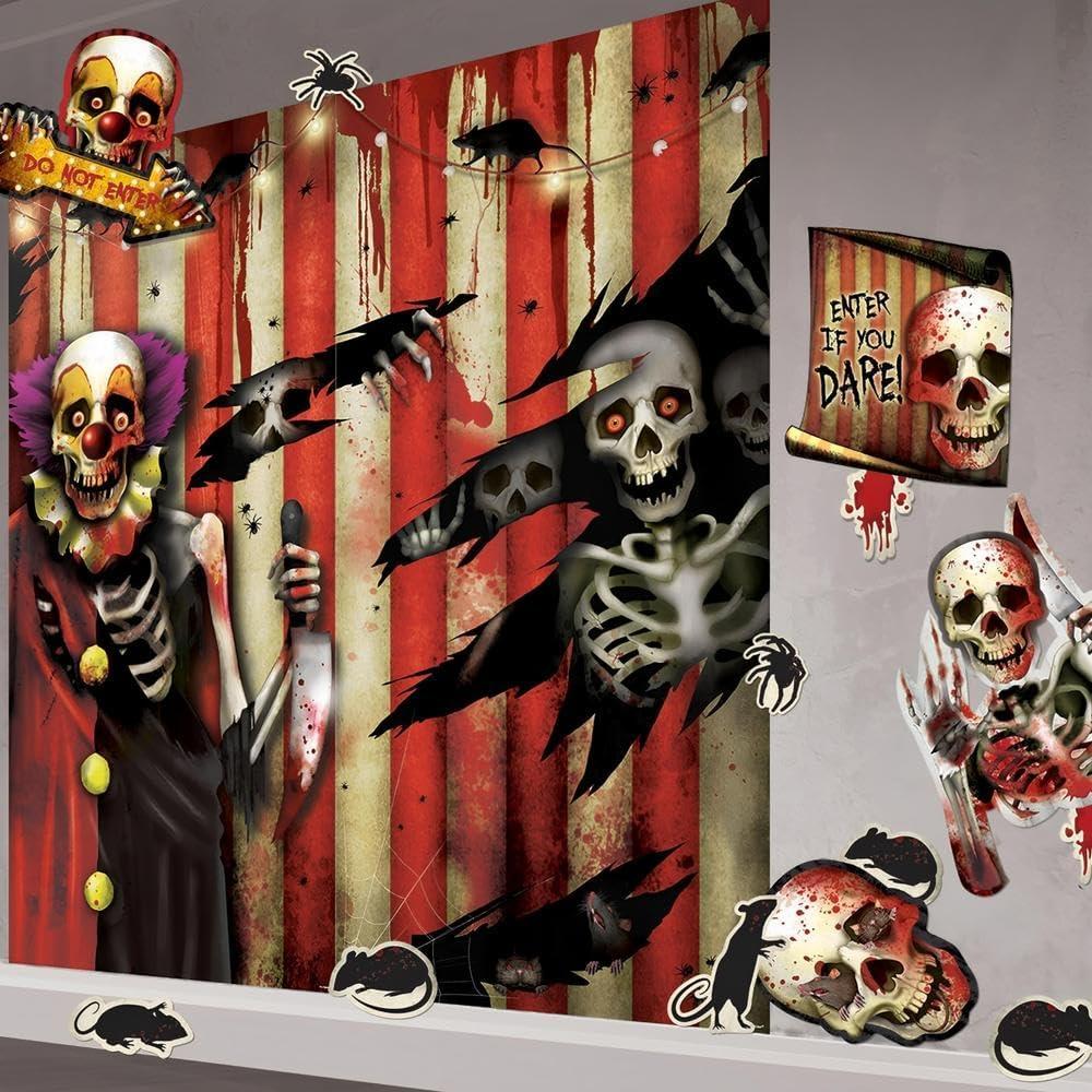 32" x 65" Creepy Carnival Scene Setter Wall Decoration, 32-Piece