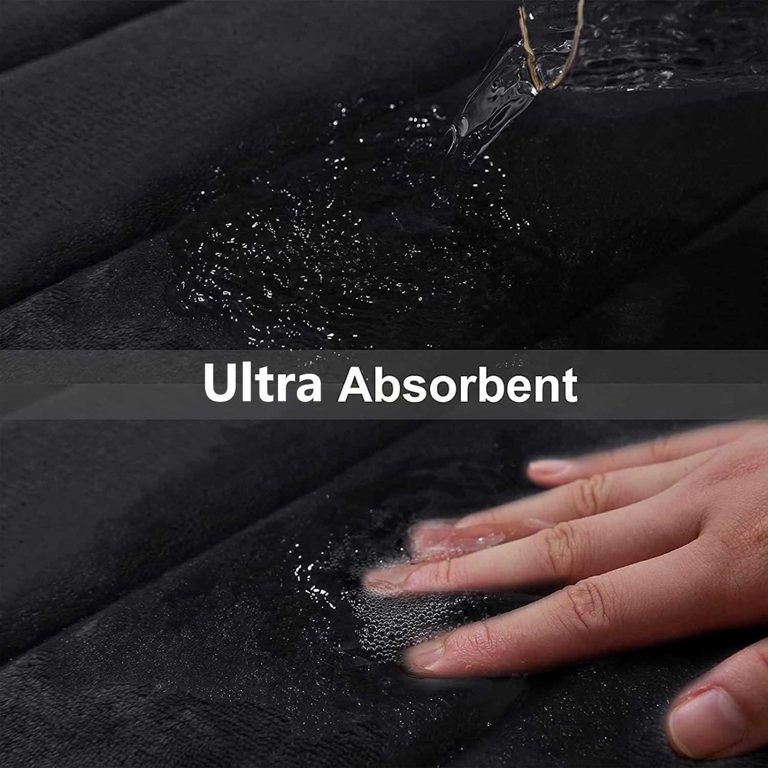 Buganda Memory Foam Bath Mats Soft Absorbent Bathroom Rugs 16" x 24", Black