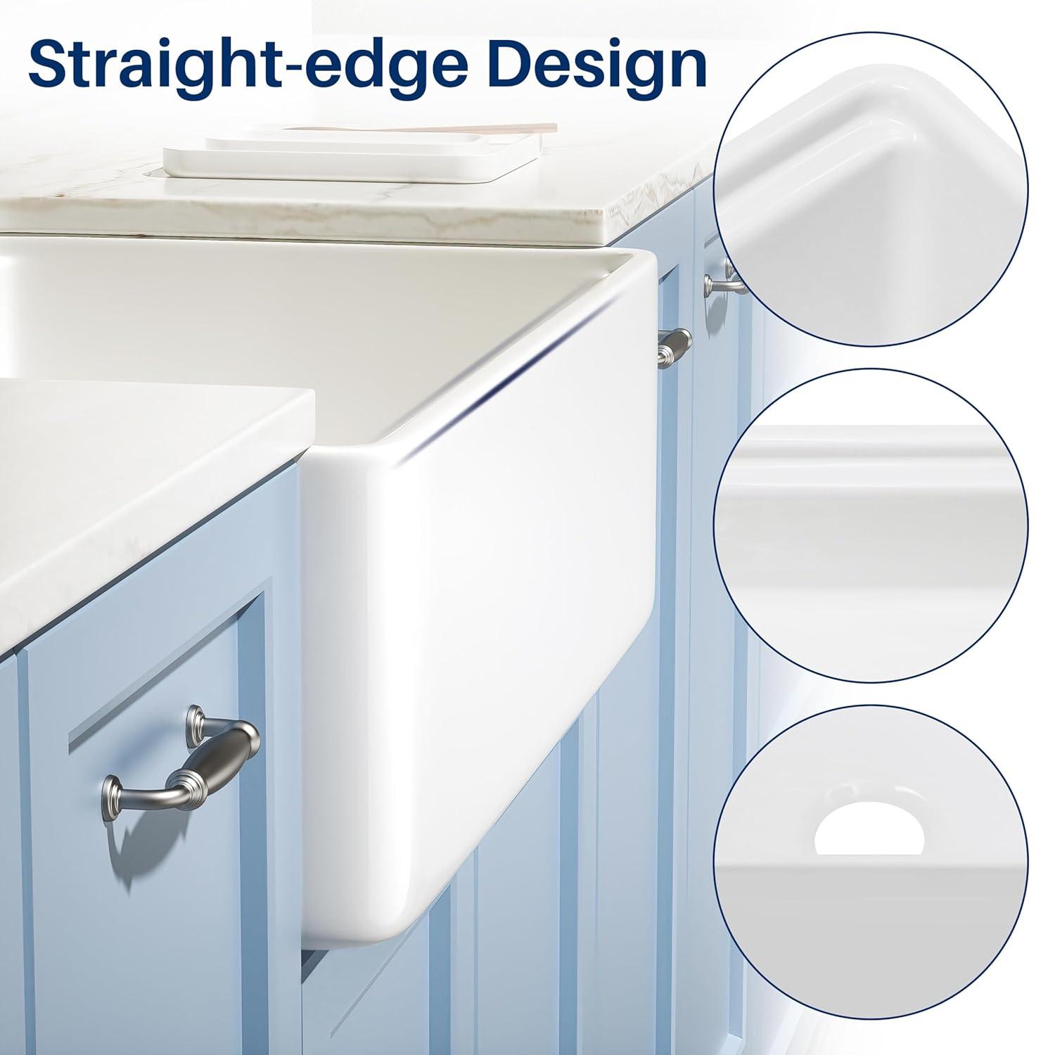 Pure 33 in. Workstation White Kitchen Sink Apron Front Fireclay Farmhouse Sink Single Bowl with Accessory Kit
