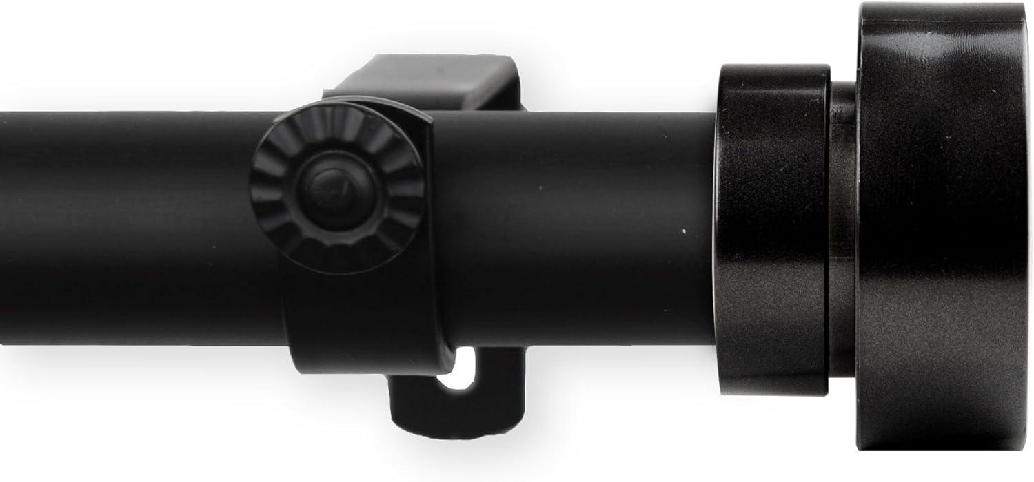 Adjustable Black Steel Single Curtain Rod with Finial