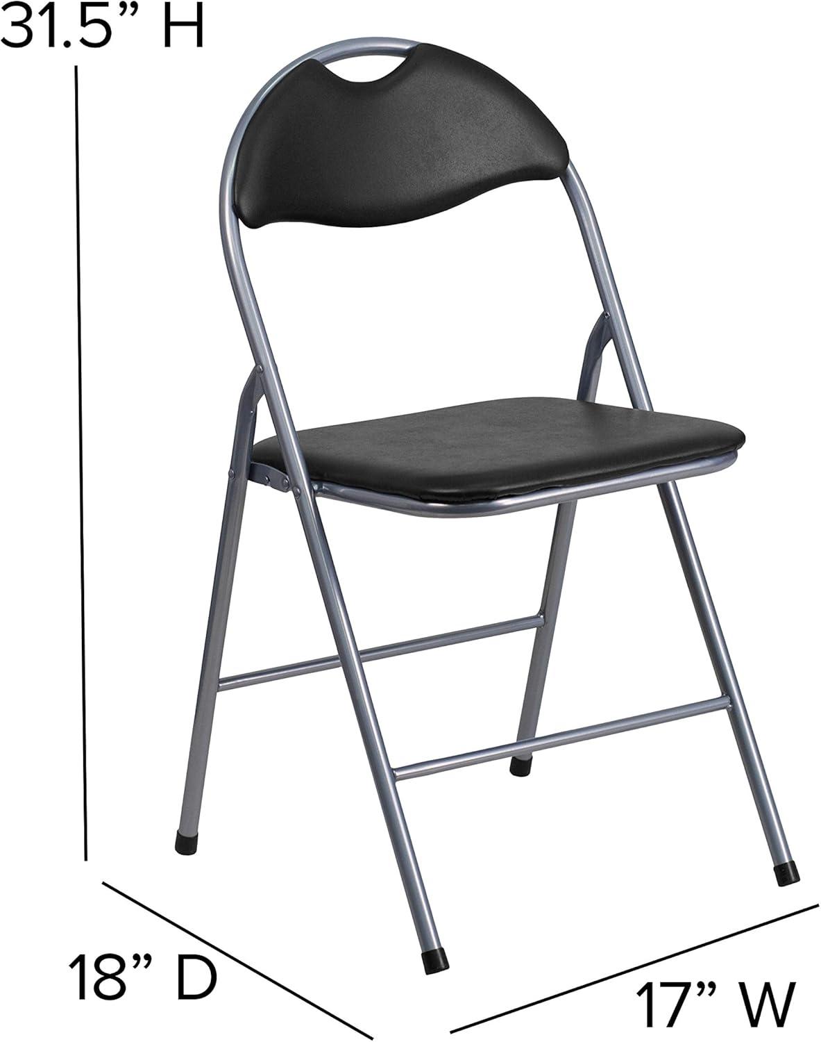 Flash Furniture 4 Pack HERCULES Series Black Vinyl Metal Folding Chair with Carrying Handle