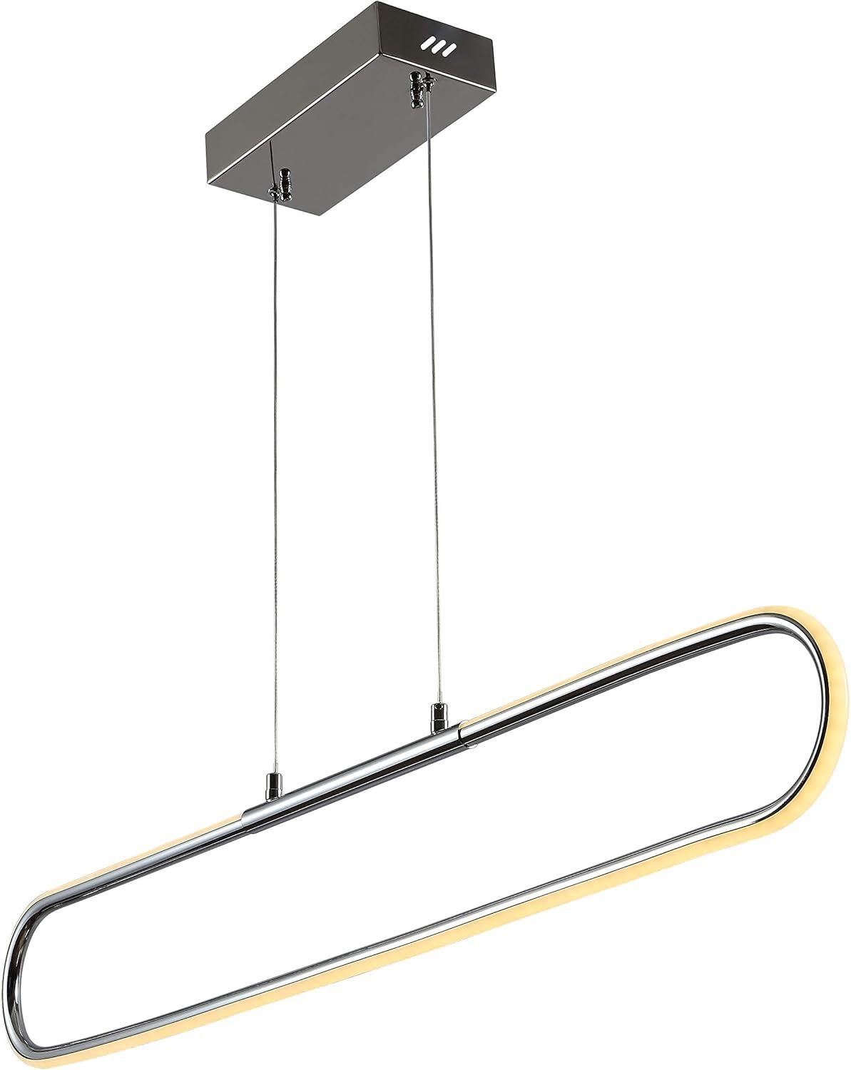 Ned Minimalistic 39" Chrome LED Linear Pendant with Adjustable Height