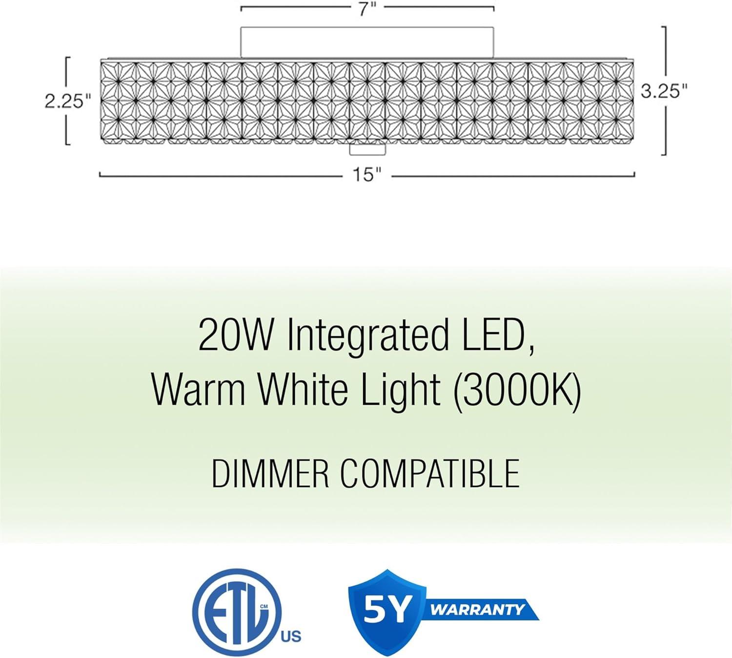 Kira Home Maxine 15" Flush Mount Ceiling Light, Integrated 20W LED, Crystal Style Shade, Round Glass Diffuser, 3000k