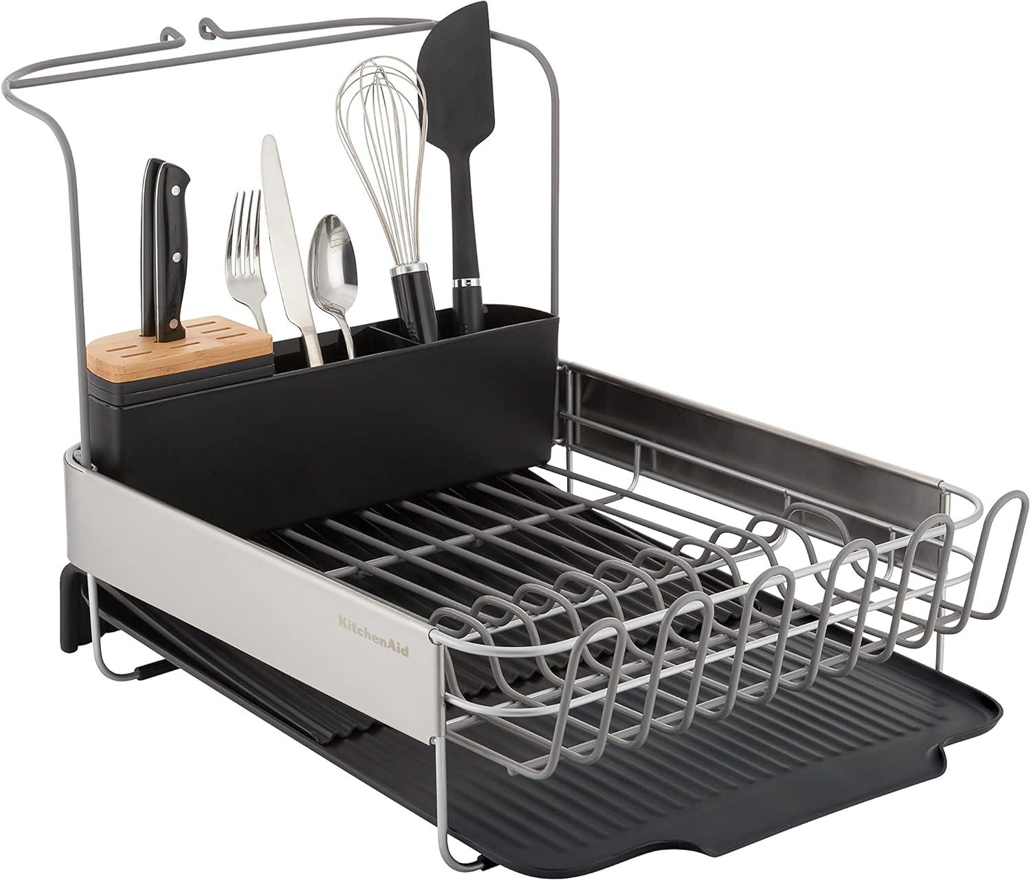 KitchenAid Expandable Dishrack Black: Freestanding Kitchen Drying Rack with Lifetime Warranty