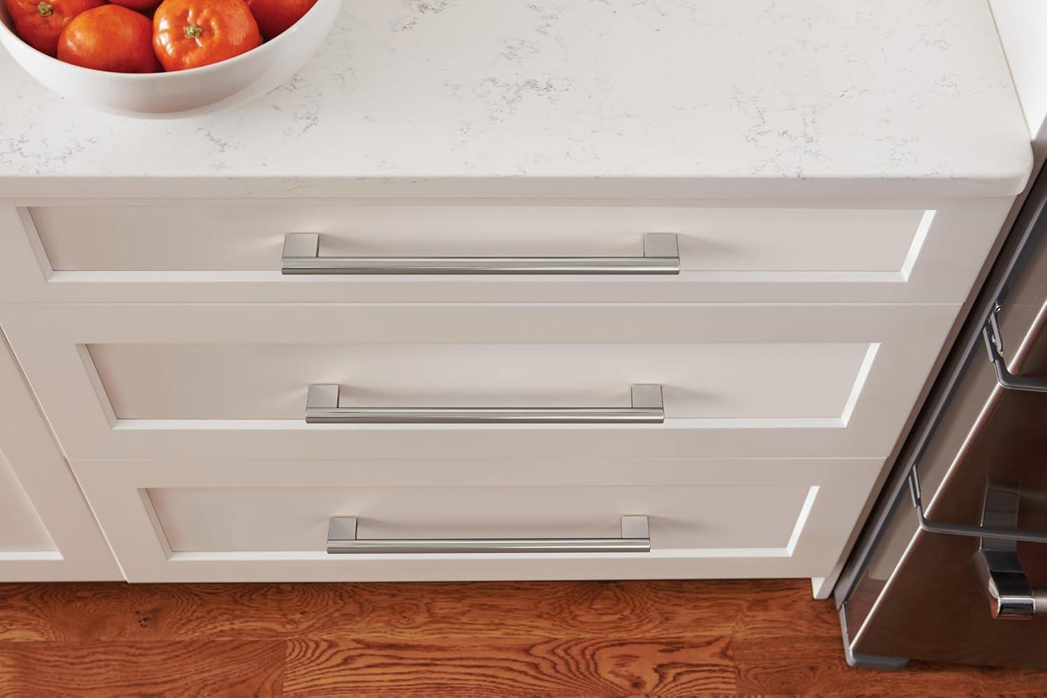 Amerock Versa 10-1/16 inch (256mm) Center-to-Center Satin Nickel Cabinet Pull
