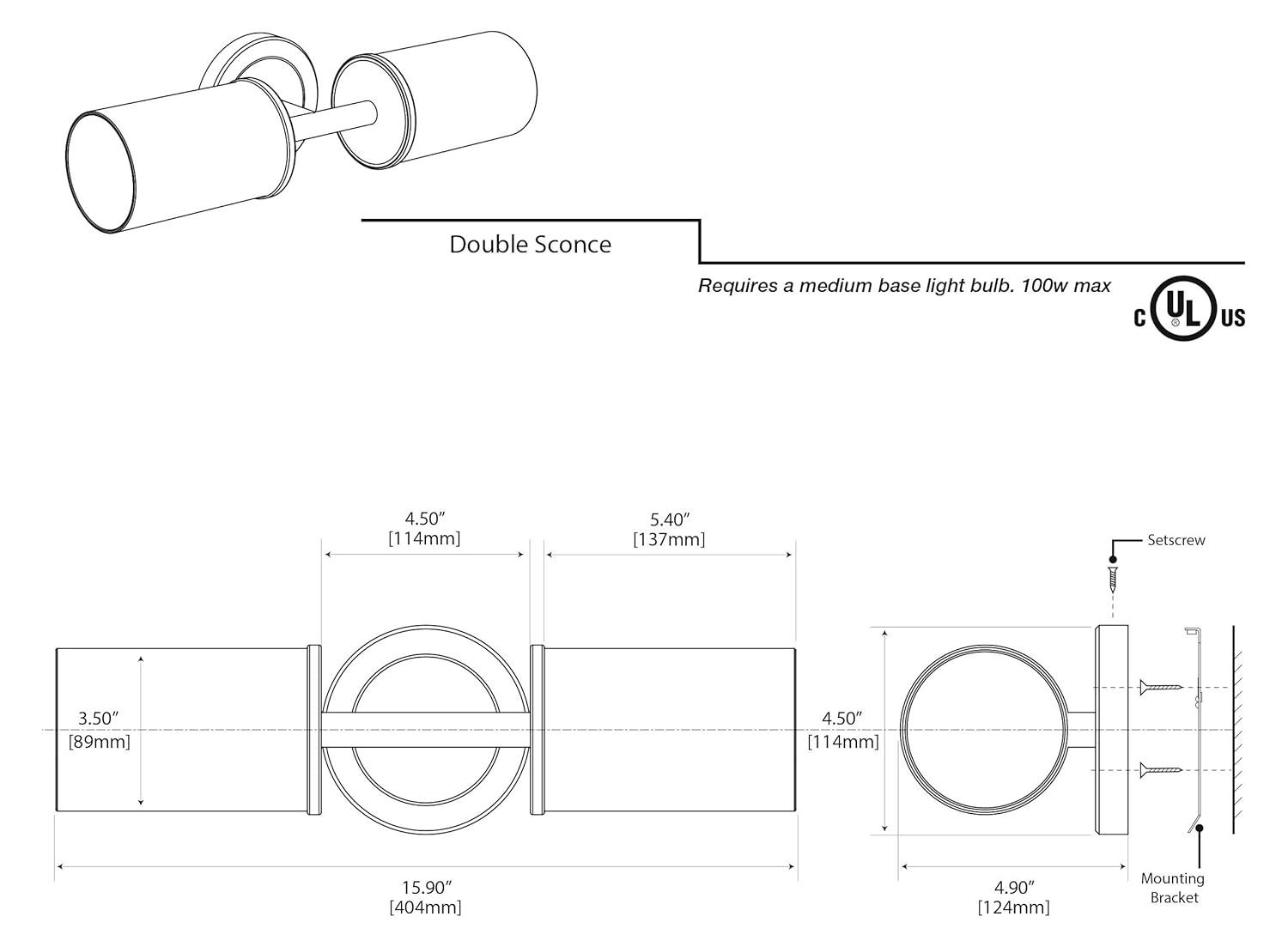 Latitude II 2 - Light Wall Sconce | Vanity Light, Mount Horizontally or Vertically