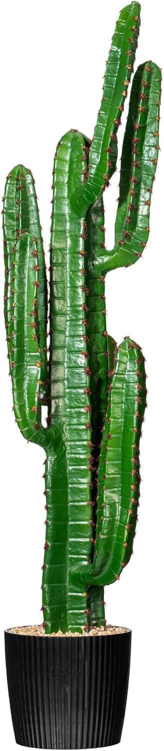 Williston Forge 45" Artificial Green Finger Cactus in 8" Black Pot