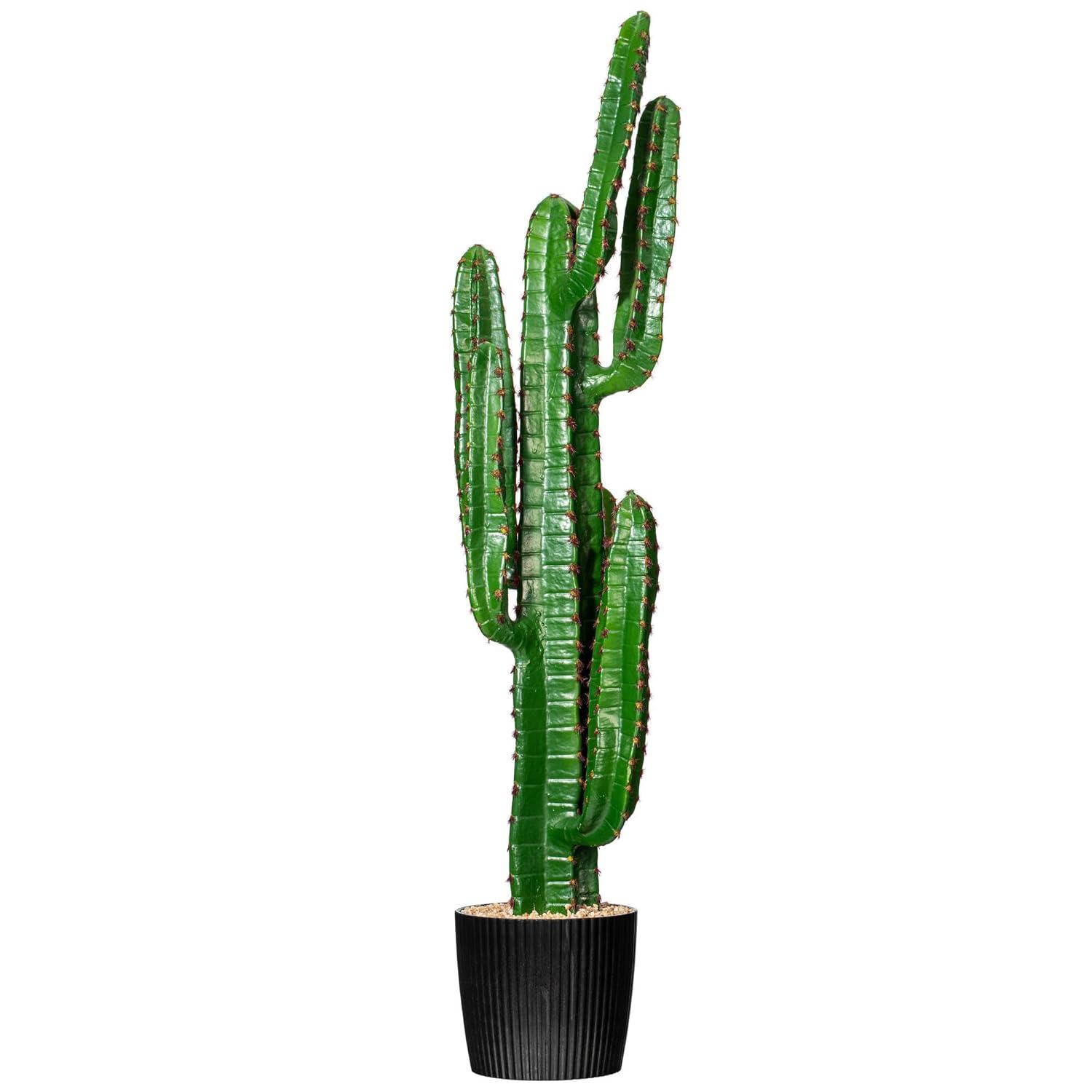 Williston Forge 45" Artificial Green Finger Cactus in 8" Black Pot