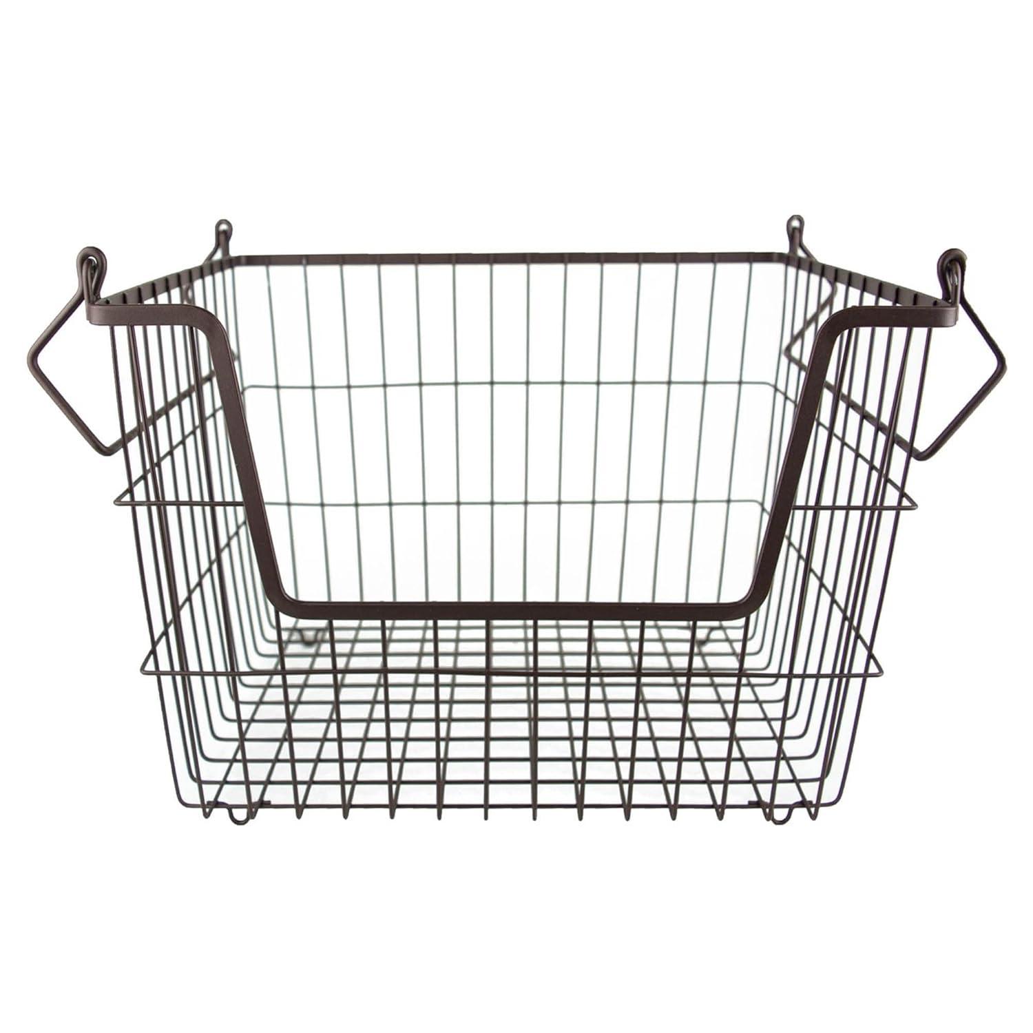 DII Metal Wire Mesh Stackable Utility Storage Bin, Medium, 11x11x8", Black