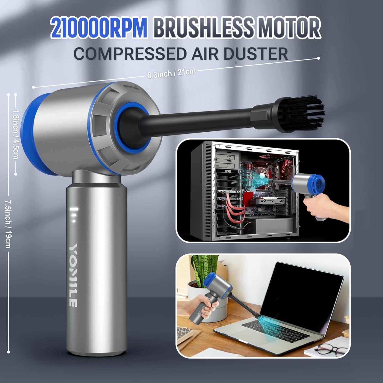 Mini Vacuum Cleaner, 2 in 1 25000PA Brushless Car Vacuum &250000RPM Air Duster 9000mAh Battery Air Blower Wireless Handheld Vacuum for Car,Office and Home Cleaning
