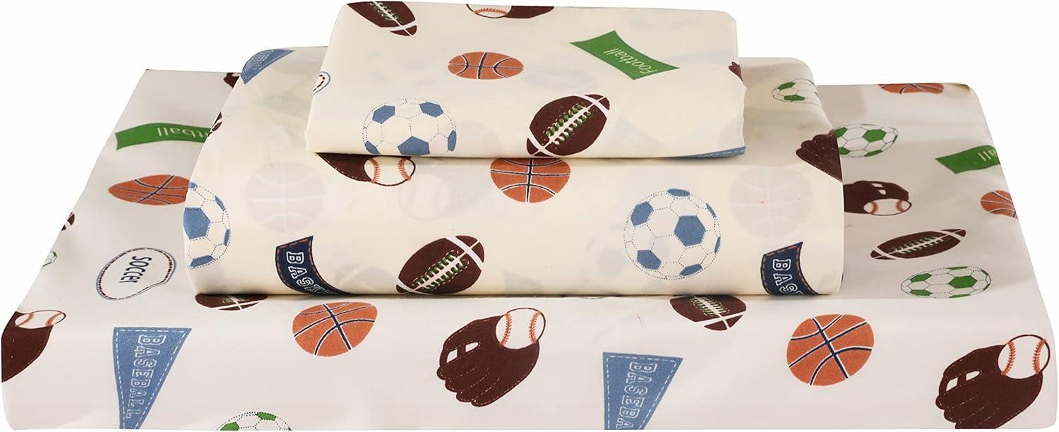 MVP Kids Sheet Set - One Flat Sheet Twin, One Fitted Sheet Twin, One Pillowcase - Levtex Home