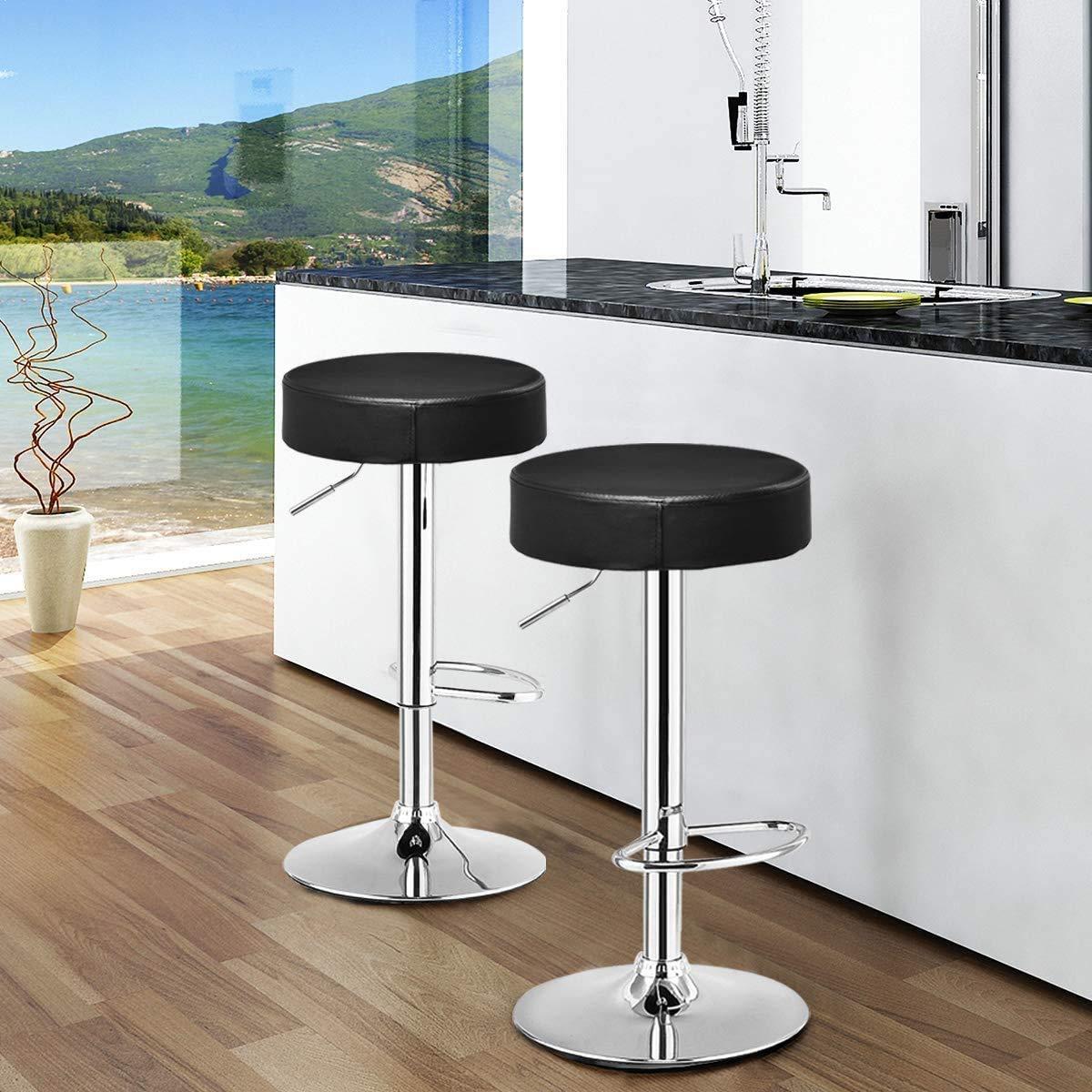 Ivy Bronx Set of 2 Adjustable Swivel Round Bar Stool Pub Chairs