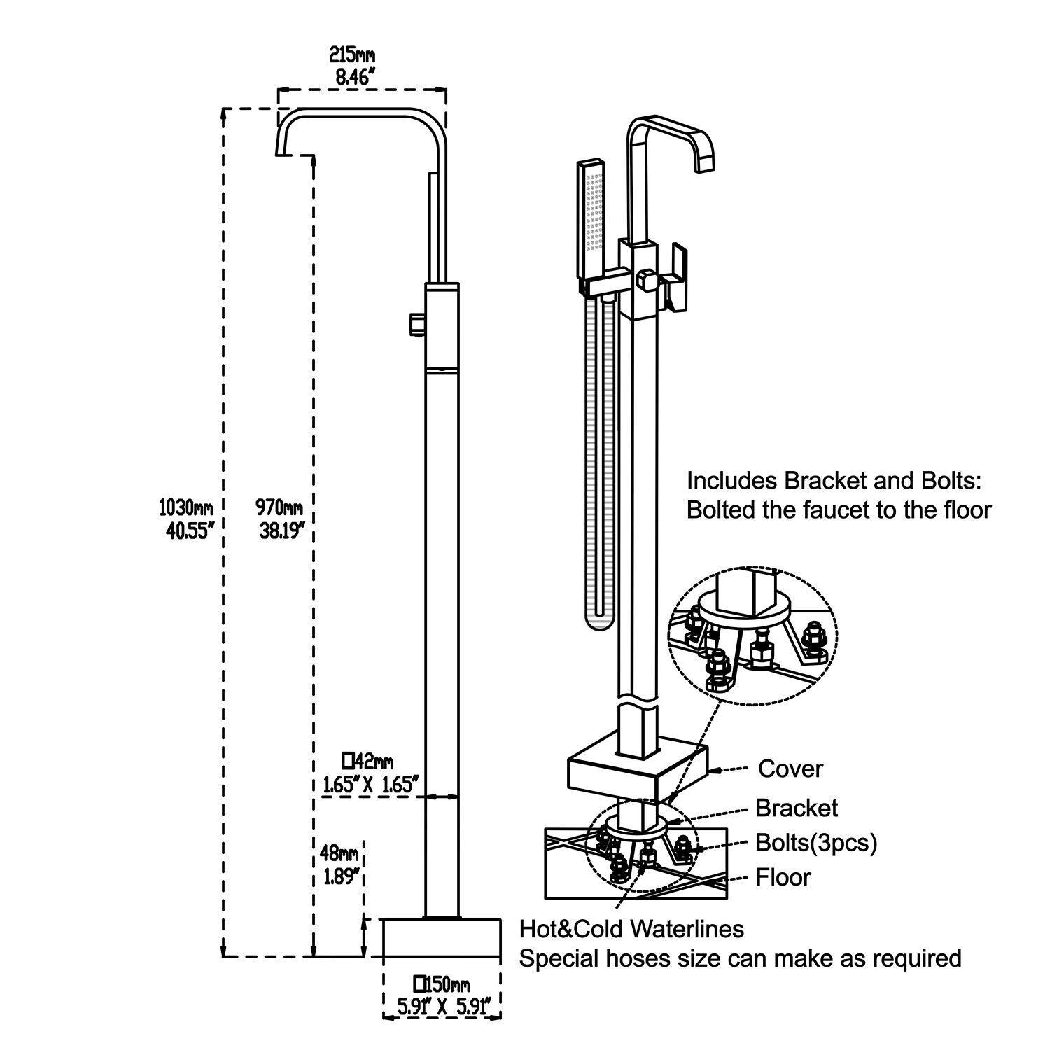 Bathroom Freestanding Tub Filler with Diverter