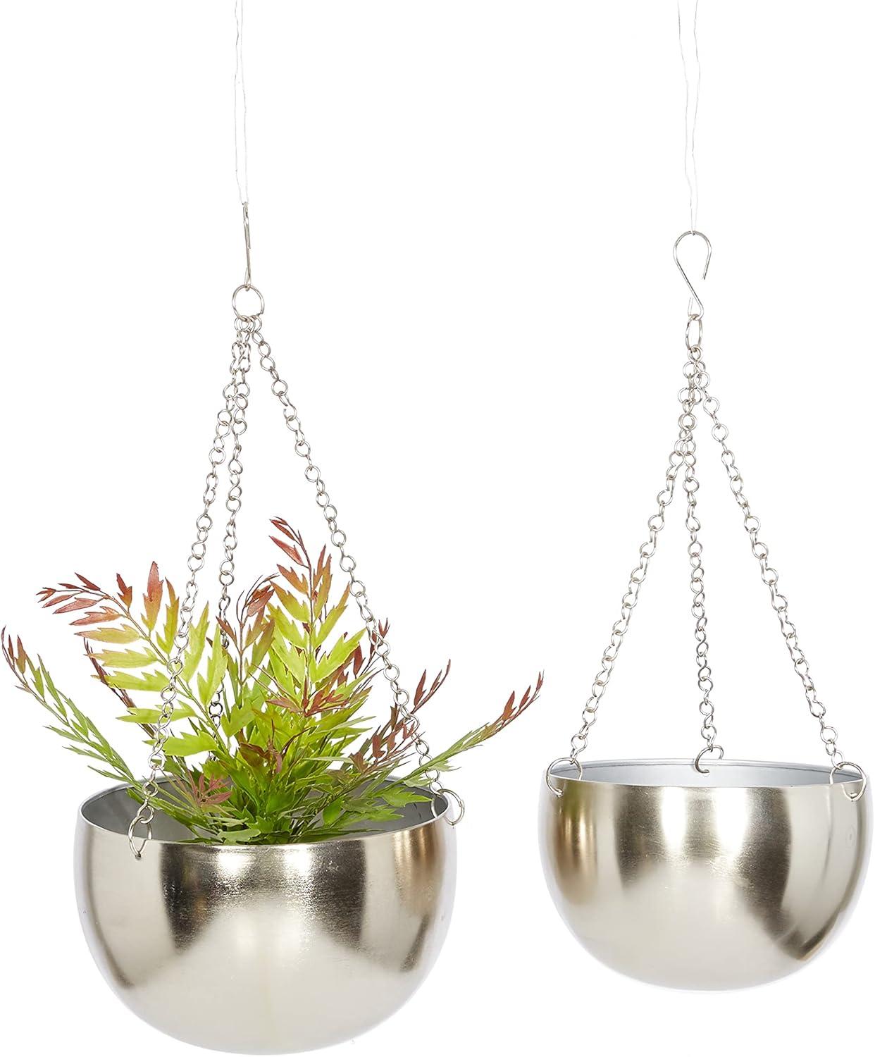 Set of 2 Metallic Hanging Planters - Olivia & May