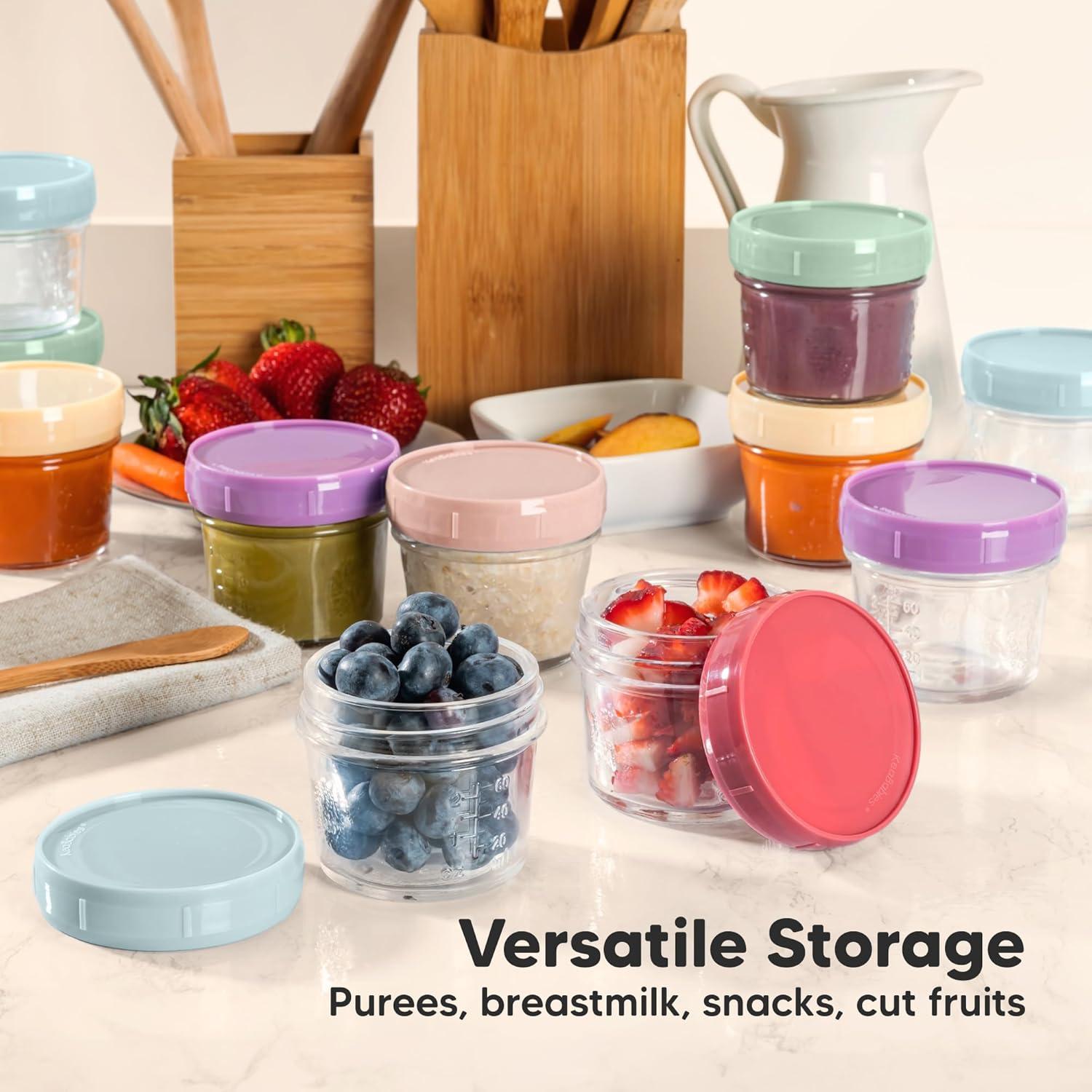 4pk Prep Baby Food Storage Containers, 8 oz Leak-Proof, BPA Free Glass Baby Food Jars for Feeding (Musk Dusk)