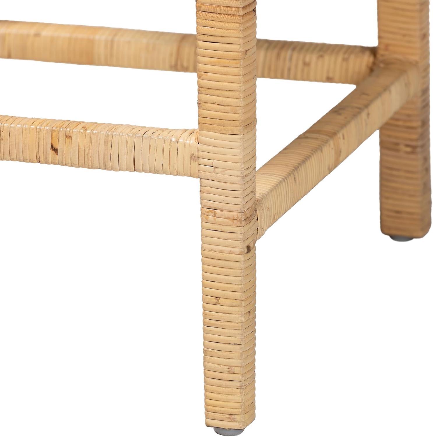 Sofia Wood and Rattan Counter Height Barstool Natural - bali & pari