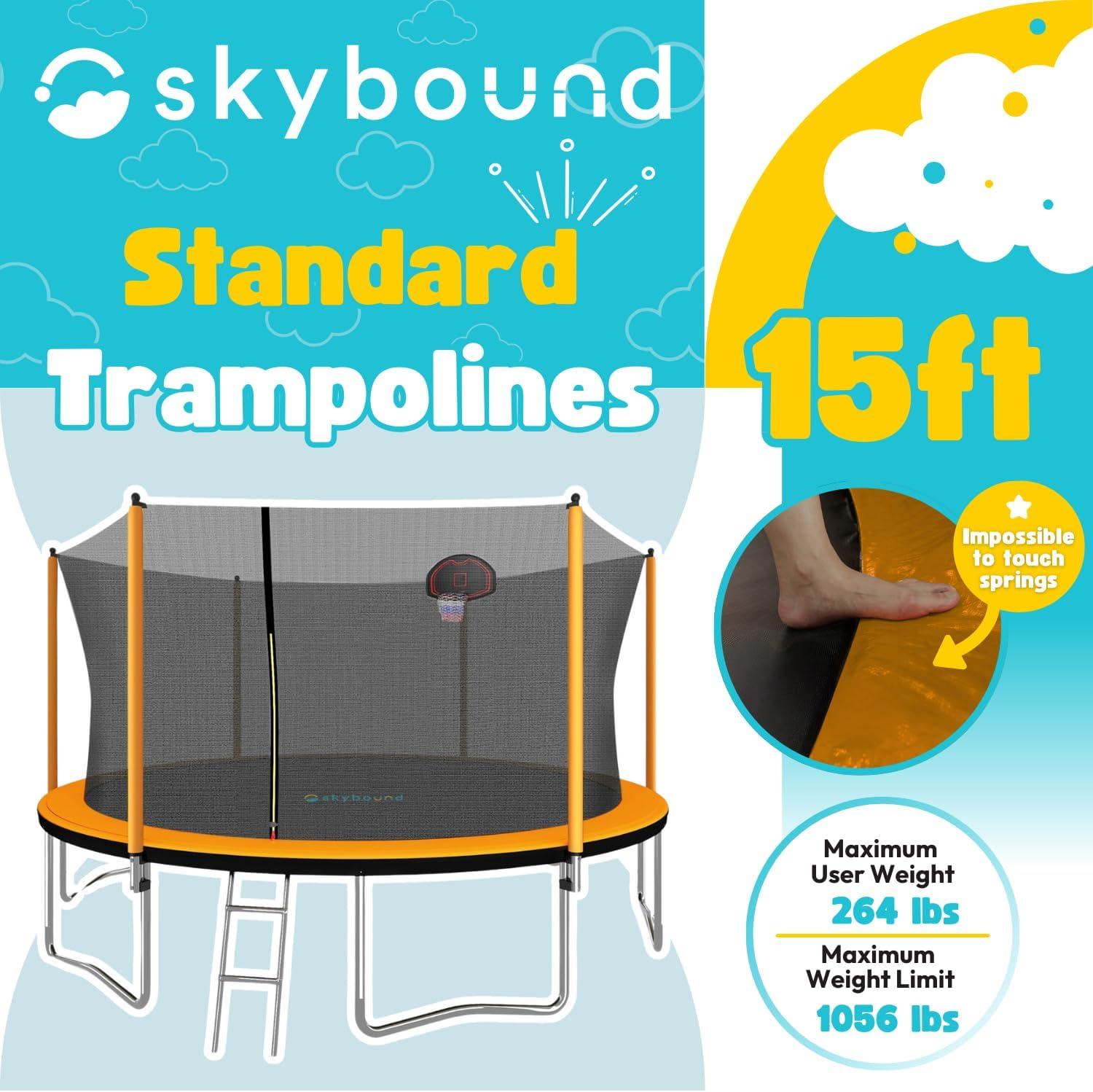 SKYBOUND Skybound 15' Round Backyard Trampoline with Safety Enclosure