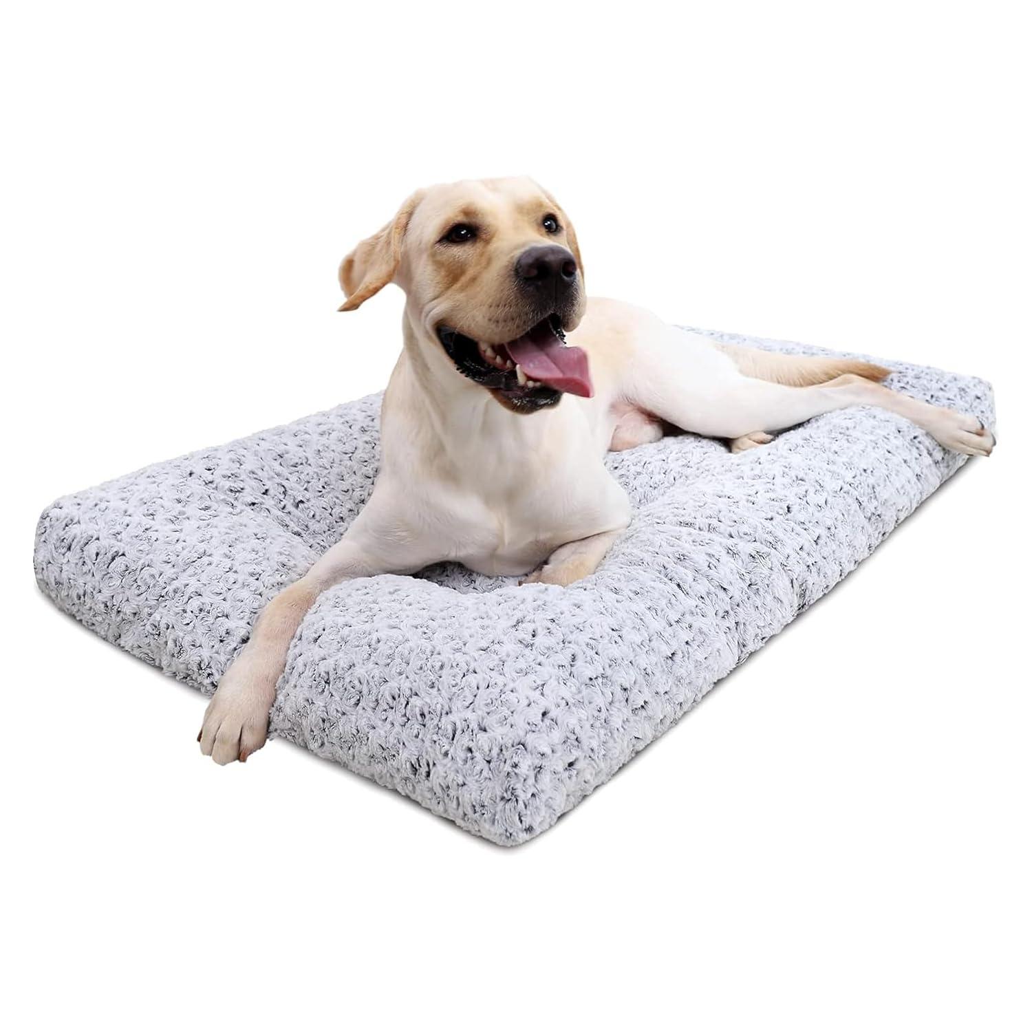 Washable Dog Bed Deluxe Plush Dog Crate Beds Fulffy Comfy Kennel Pad Anti-Slip Pet Sleeping Mat
