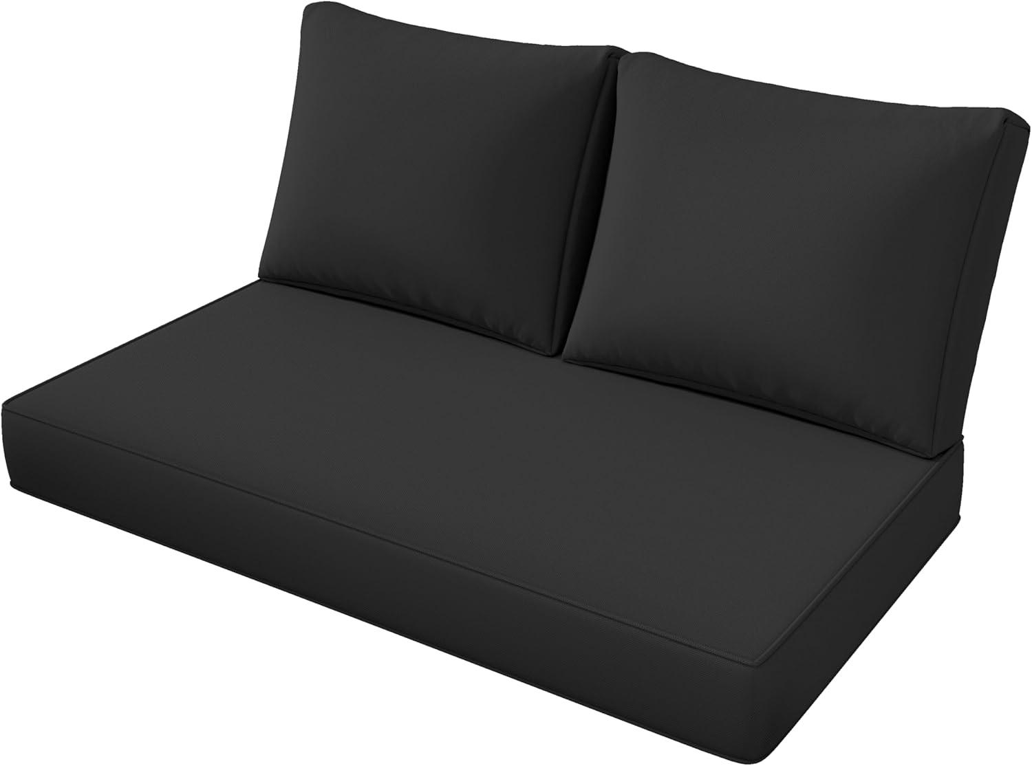 Outdoor Loveseat Cushion Set 46 X 26 Inch Water Repellent & Fadeness Patio Furniture Cushions,Removable Outdoor Couch Cushions with Hidden Zipper & Adjustment Staps for Couch, Bench, and Swing