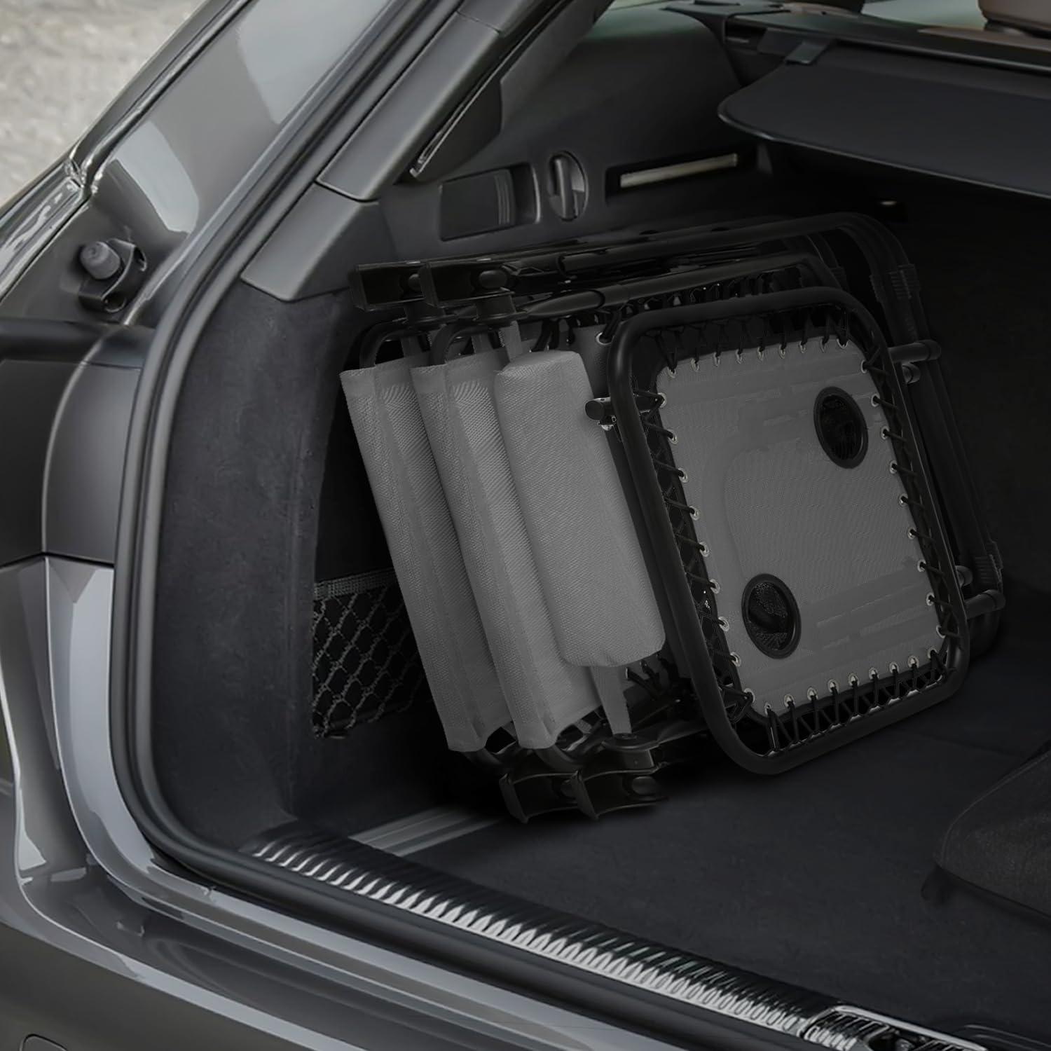 Adjustable Gray Textile Mesh Zero Gravity Recliner Set with Table