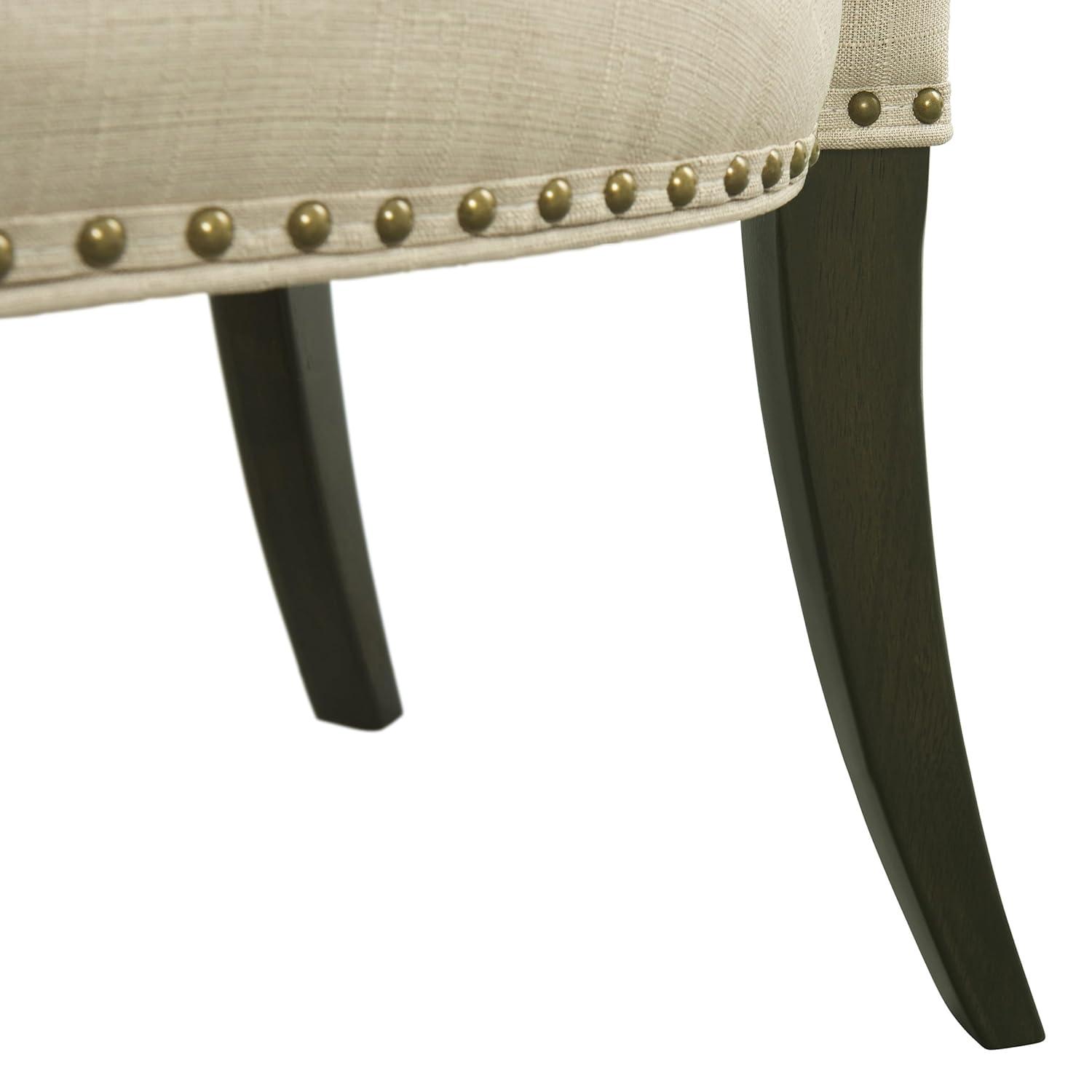 Set of 2 Savoy Upholstered Dining Armless Chairs Cream - Alaterre Furniture: Faux Leather, Nailhead Detail, Rubberwood Frame