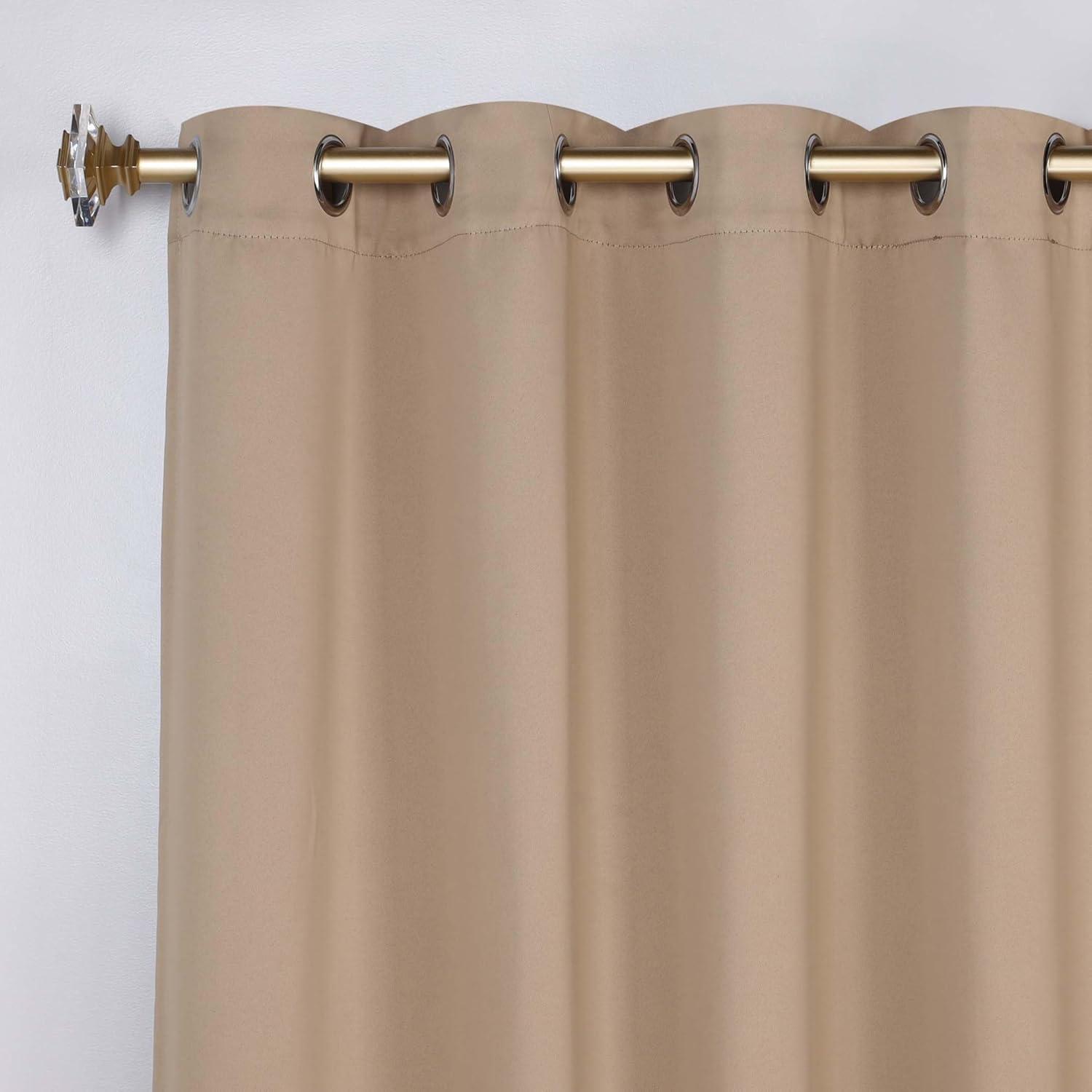 Classic Modern Solid Room Darkening Semi-Blackout Curtains, Grommets, Set of 2, 52"x63", Smoked Ash - Blue Nile Mills