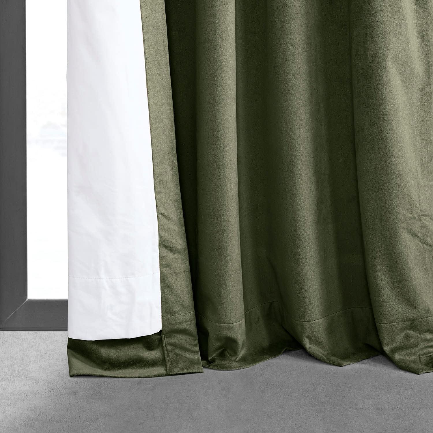 Hunter Green Velvet Blackout Pleated Curtain Panel 25" x 84"