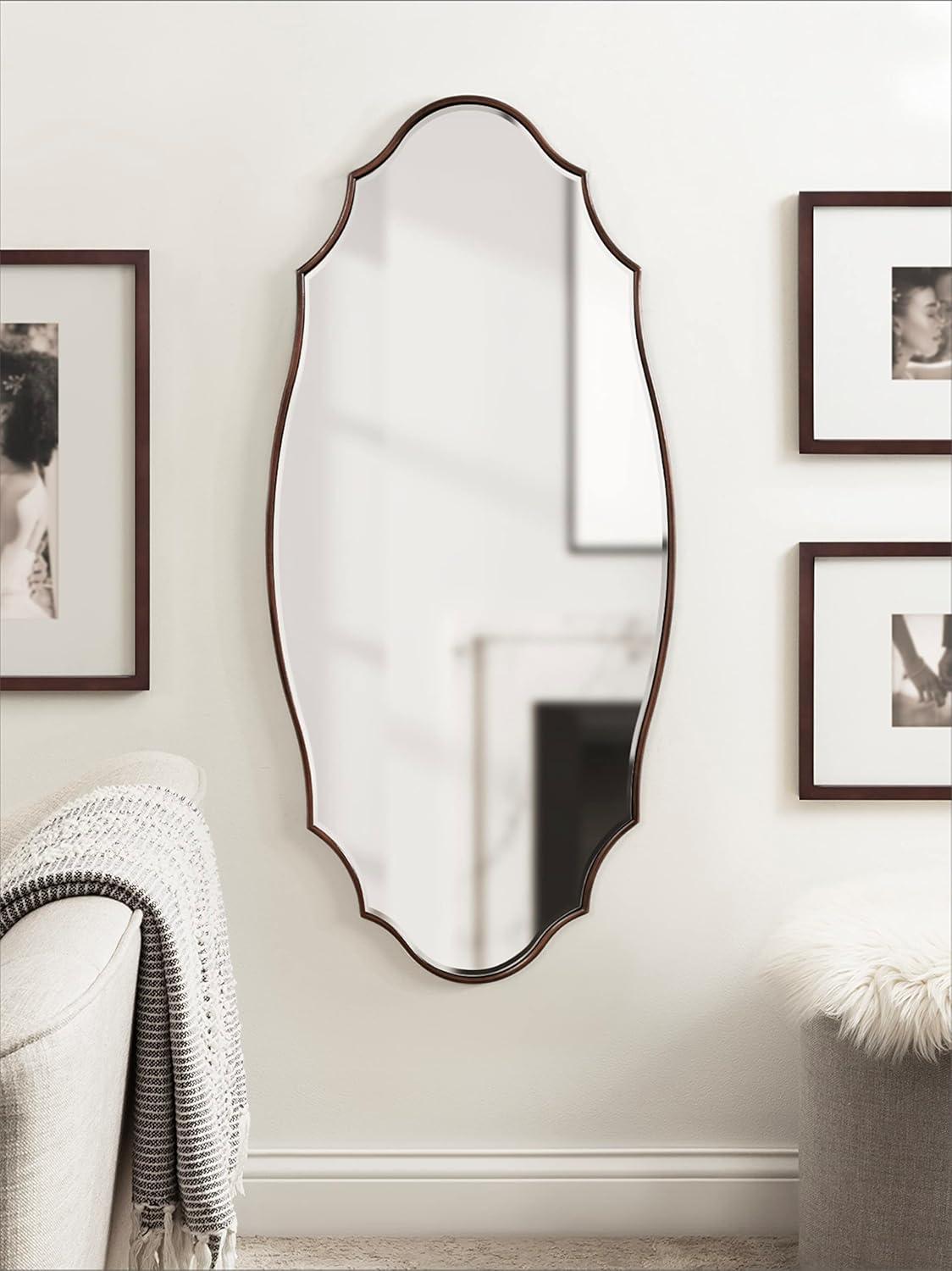 Kate and Laurel Leanna Scalloped Oval Wall Mirror, 20x42, Bronze