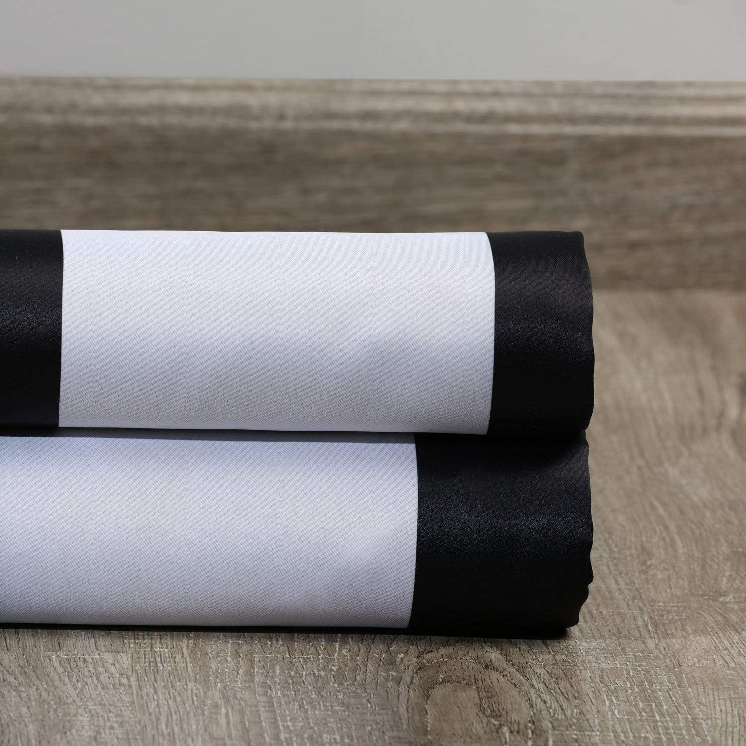 Awning Black & Fog White Stripe Grommet Blackout Room Darkening Curtain(1 Panel), Awning Black & Fog White, 50W X 84L