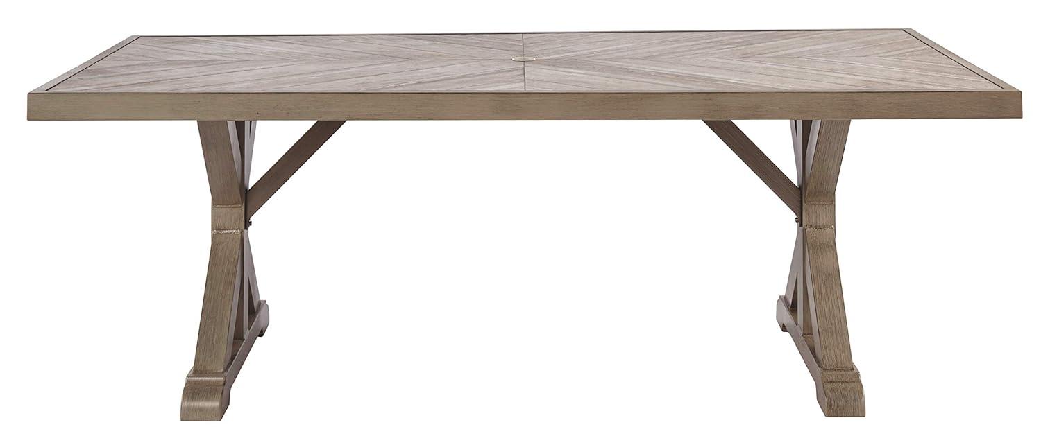 Signature Design by Ashley Beachcroft Trestle Patio Dining Table in Beige
