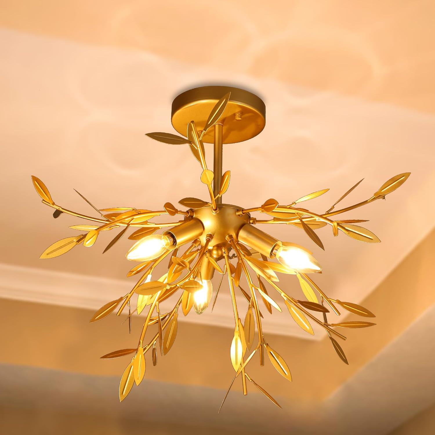 Elegant Lighting Priscilla 18.5 inch flush mount in gold leaf
