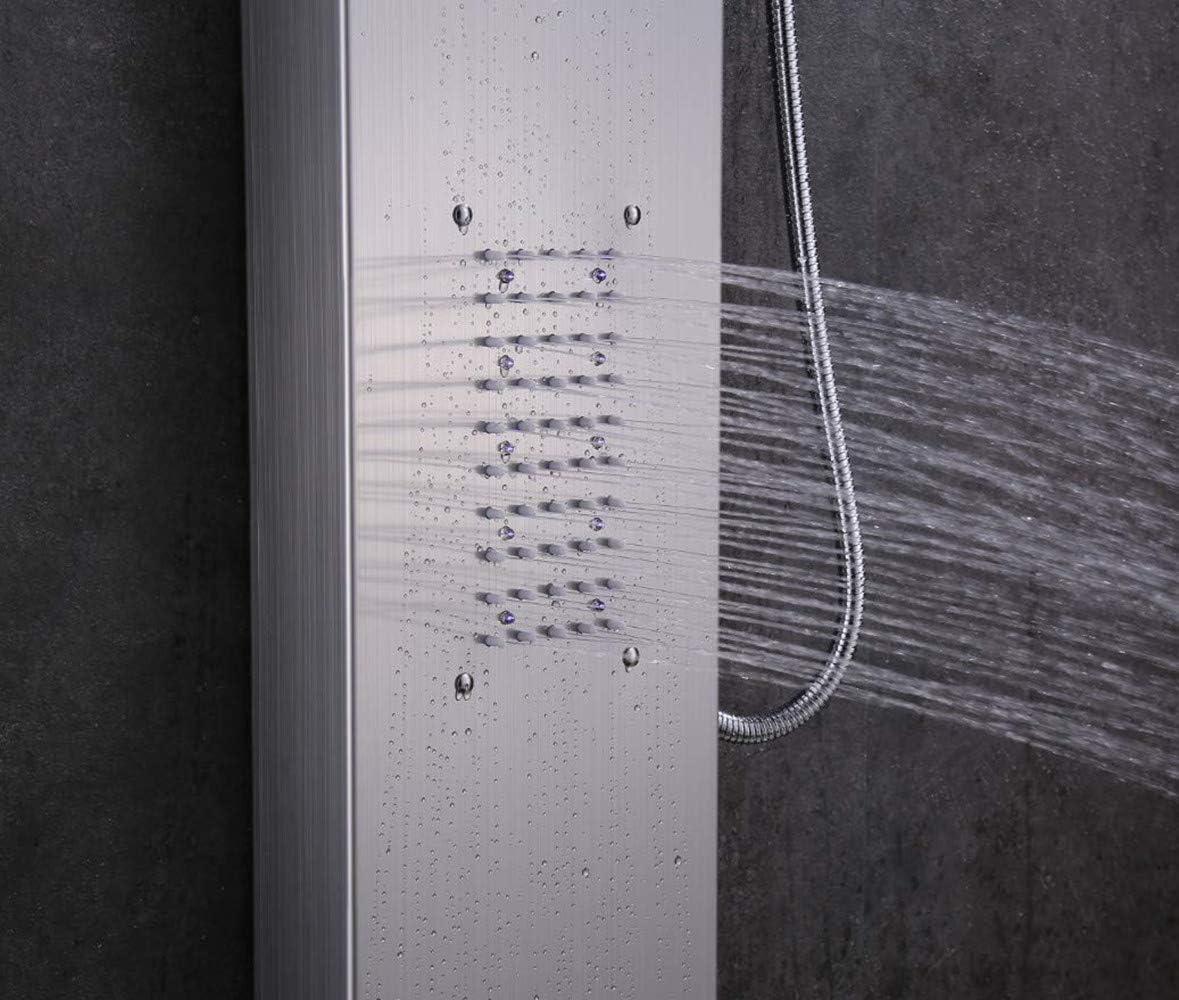 Brushed Nickel LED Rainfall Waterfall Shower Panel System