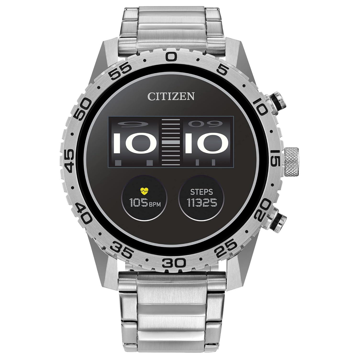 Citizen CZ Smart PQ2 Sport 44MM Touchscreen Smartwatch Stainless Steel Bracelet MX1010-59X