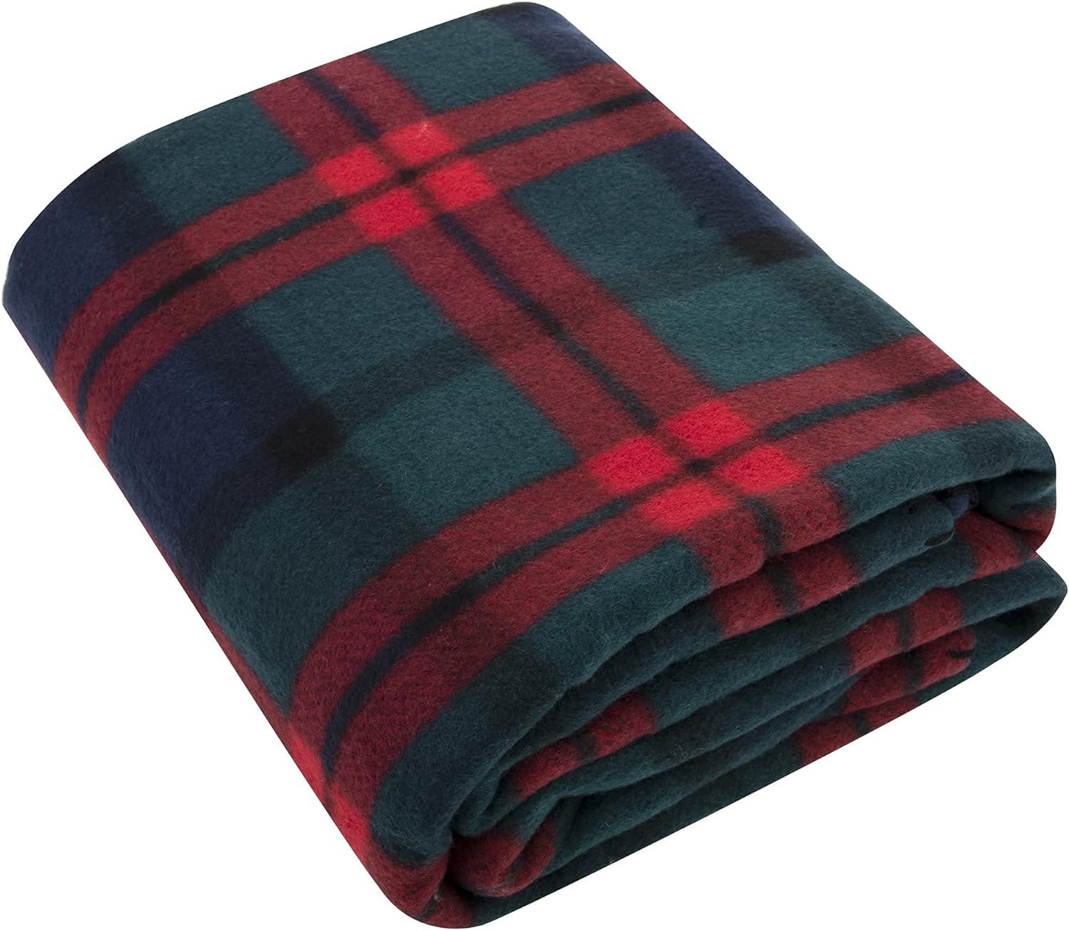 Single Plaid Color 60?L x 50?W Fleece Throw Blanket for Fall, Winter, Spring, Summer, Men, Women, Children & Pets in Red & Green Plaid