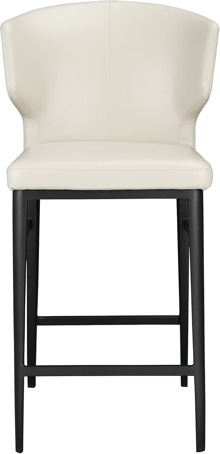 Beige Faux Leather and Metal Contemporary Counter Stool