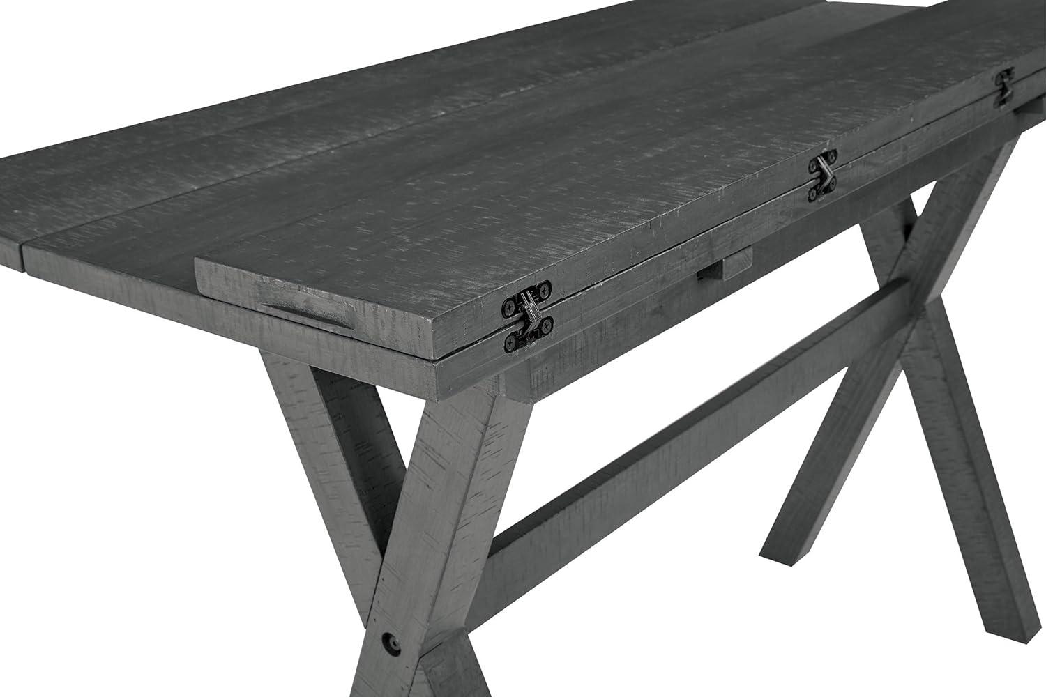 OSP Home Furnishings McKayla Flip Top Table in Distressed Washed Grey Finish