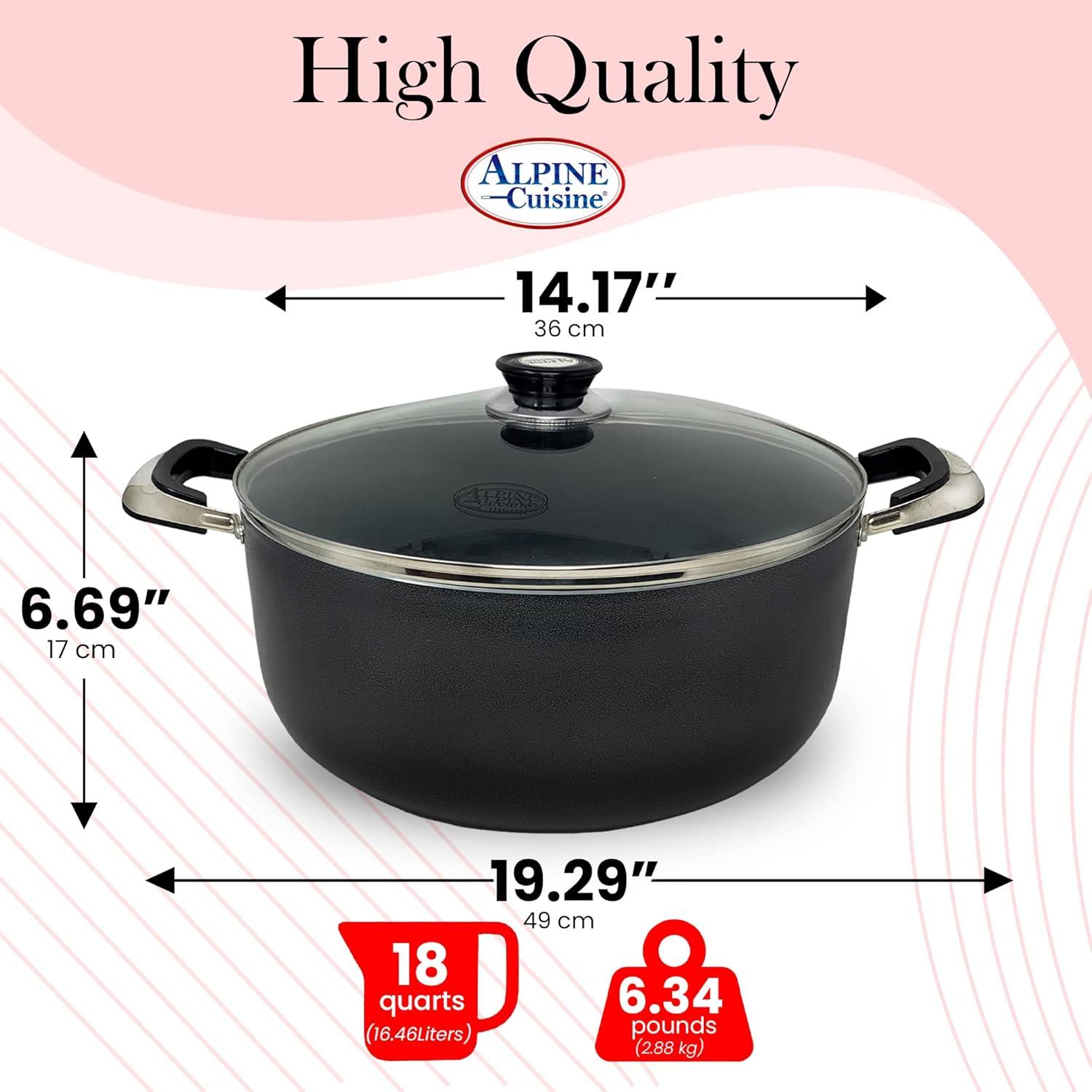 Alpine 18 Quart Non-Stick Aluminum Dutch Oven with Glass Lid