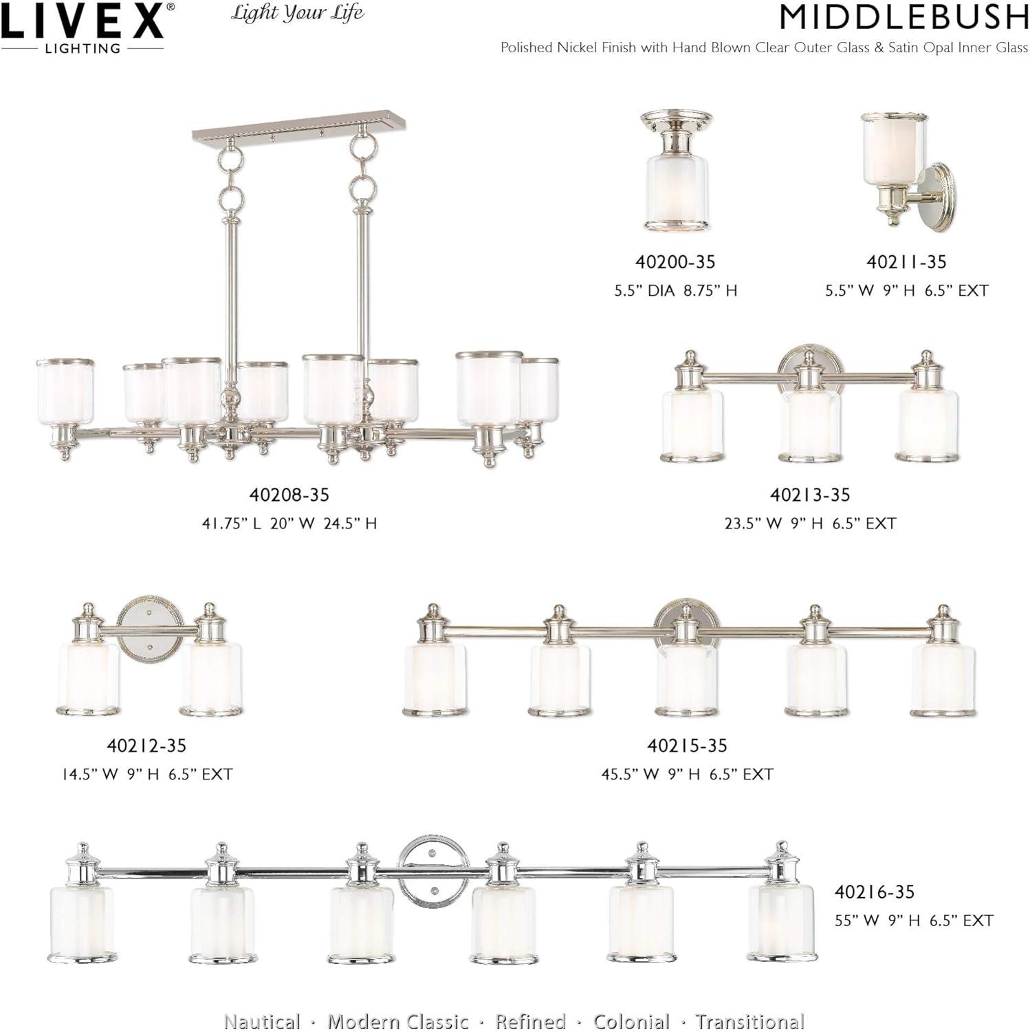 Middlebush 5-Light Polished Nickel Chandelier with Double Glass Shades