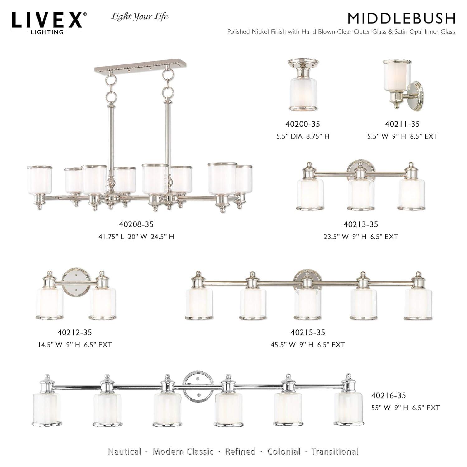 Middlebush 5-Light Polished Nickel Chandelier with Double Glass Shades
