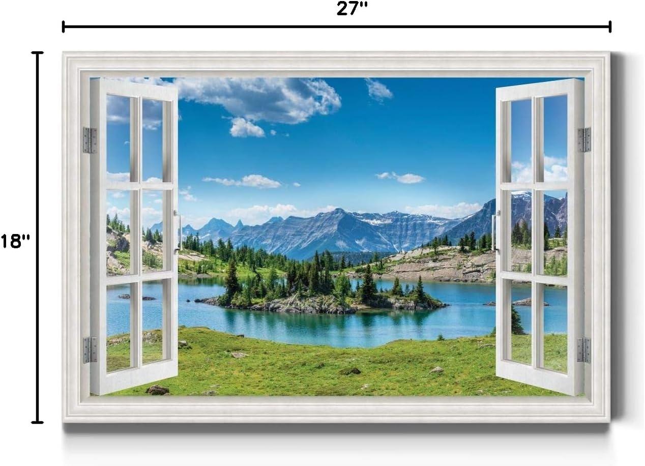 Mountain Blue Lake Forest Landscape Canvas Wall Art