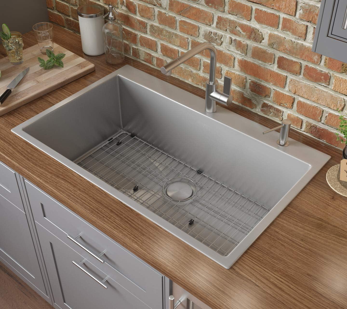 Ruvati 33 x 22 inch Drop-inStainless Steel Rounded Corners Topmount Kitchen Sink Single Bowl