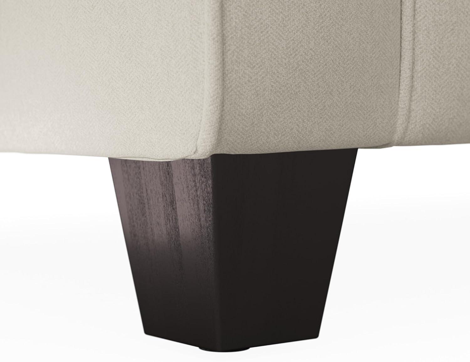 Stockton 87W L Shaped Sectional Couch in Cream Herringbone Fabric