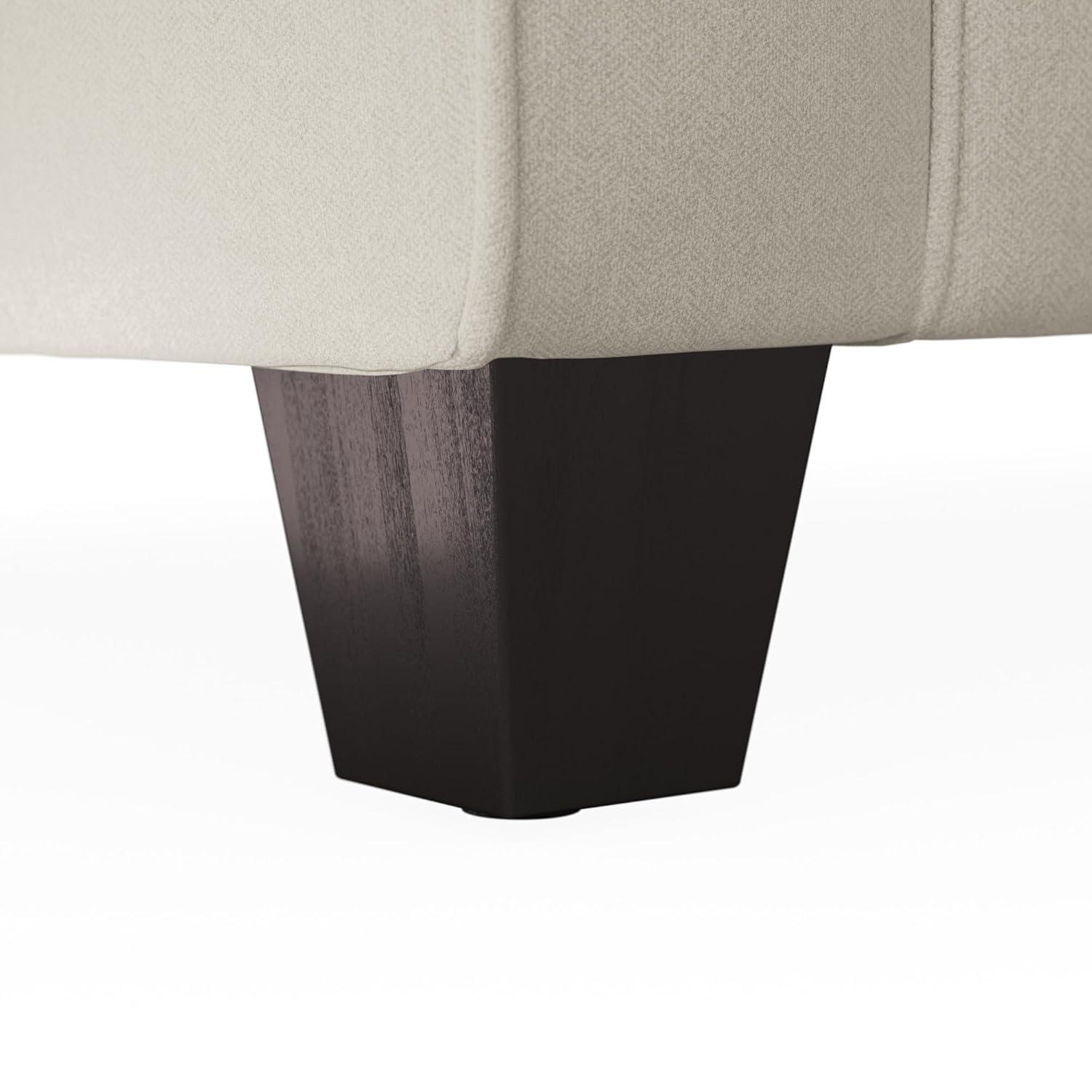 Stockton 87W L Shaped Sectional Couch in Cream Herringbone Fabric