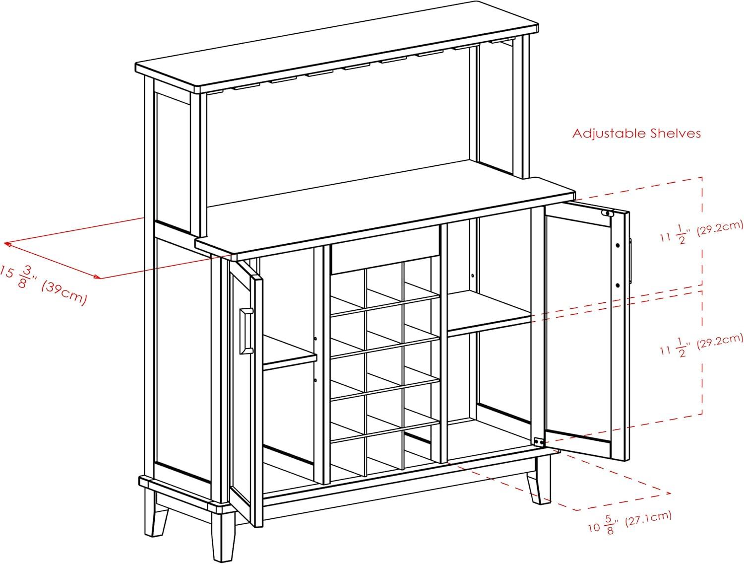 Beynac Wine Bar Cappuccino - Winsome: Storage Cabinet, Stemware Rack, Buffet Hutch