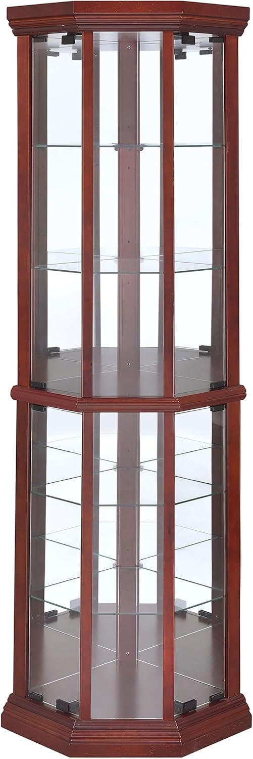 Coaster Appledale Traditional 6 Shelf Corner Curio Cabinet with Glass Doors Medium Brown