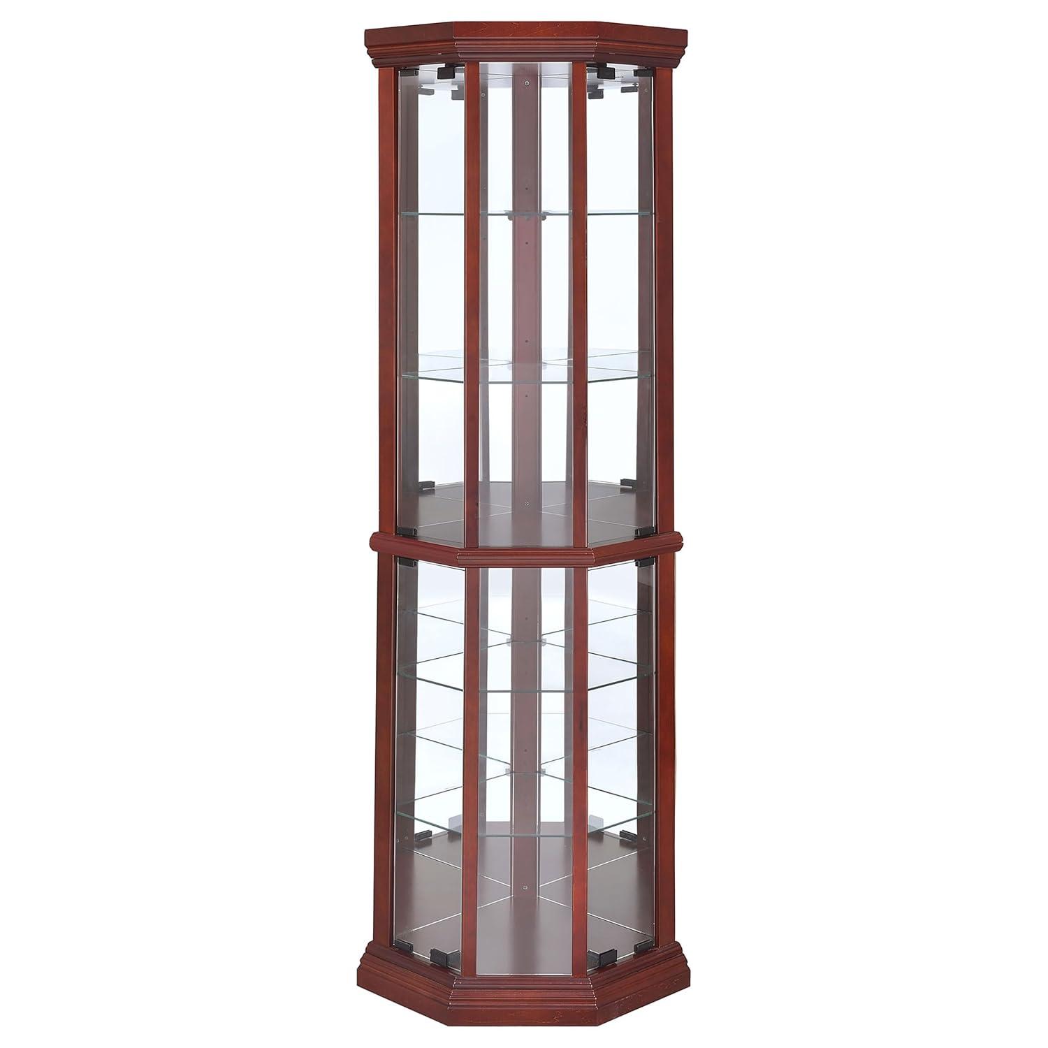 Coaster Appledale Traditional 6 Shelf Corner Curio Cabinet with Glass Doors Medium Brown