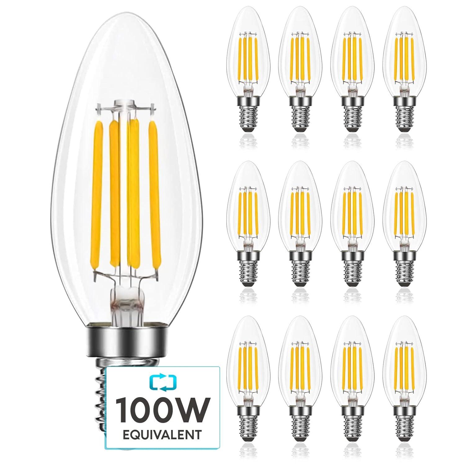 Luxrite LR21632-12PK 7 Watt (100 Watt Equivalent), B11 LED, Dimmable, Natural White (3500K), E12/Candelabra Base